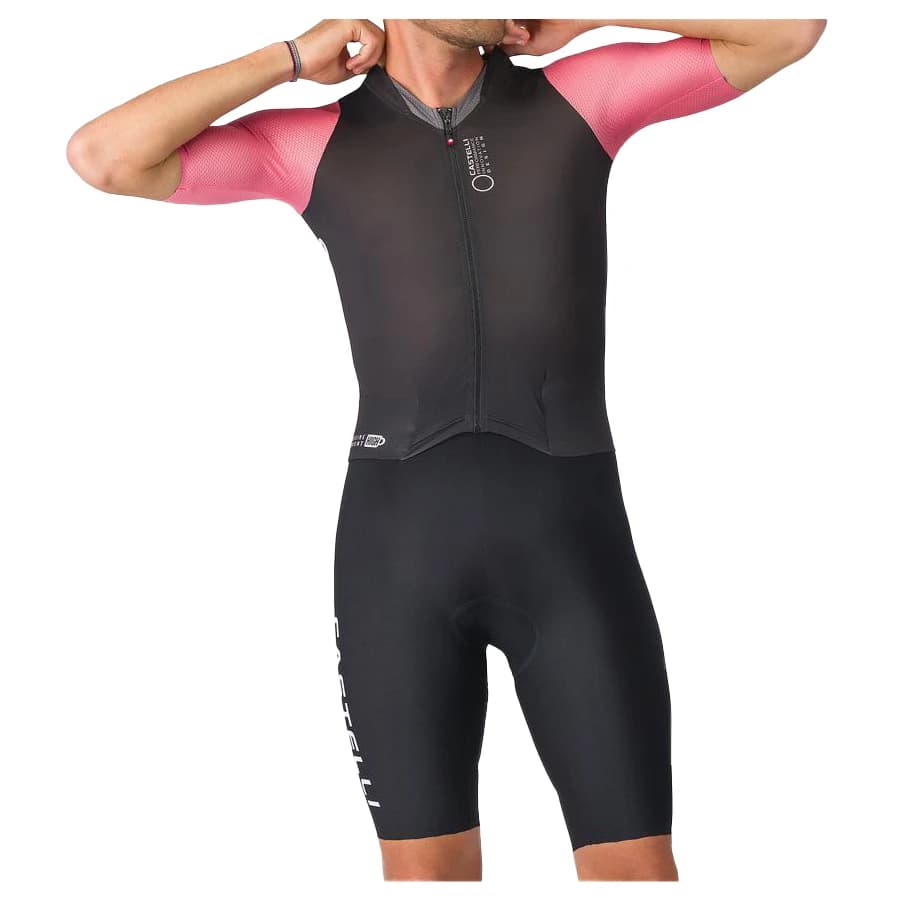Мъжки скин за колоездене Castelli Saturday Morning Skinsuit Cycling skinsuit - Black / Rosa Giro / Smoky Gray