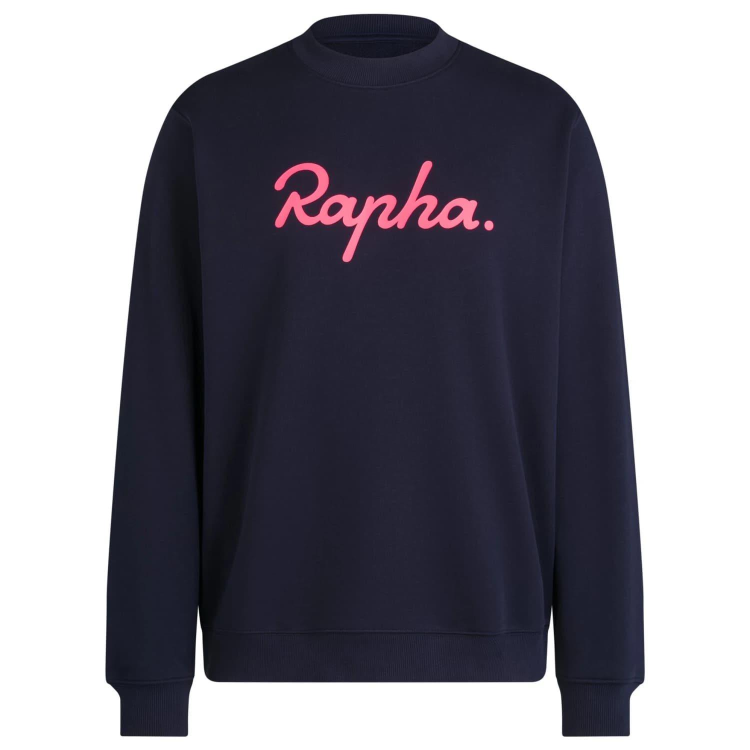 Мъжко яке за тренировка Rapha Heavyweight Cotton Sweatshirt Large Logo Training jacket - Dark Navy / High-Vis Pink