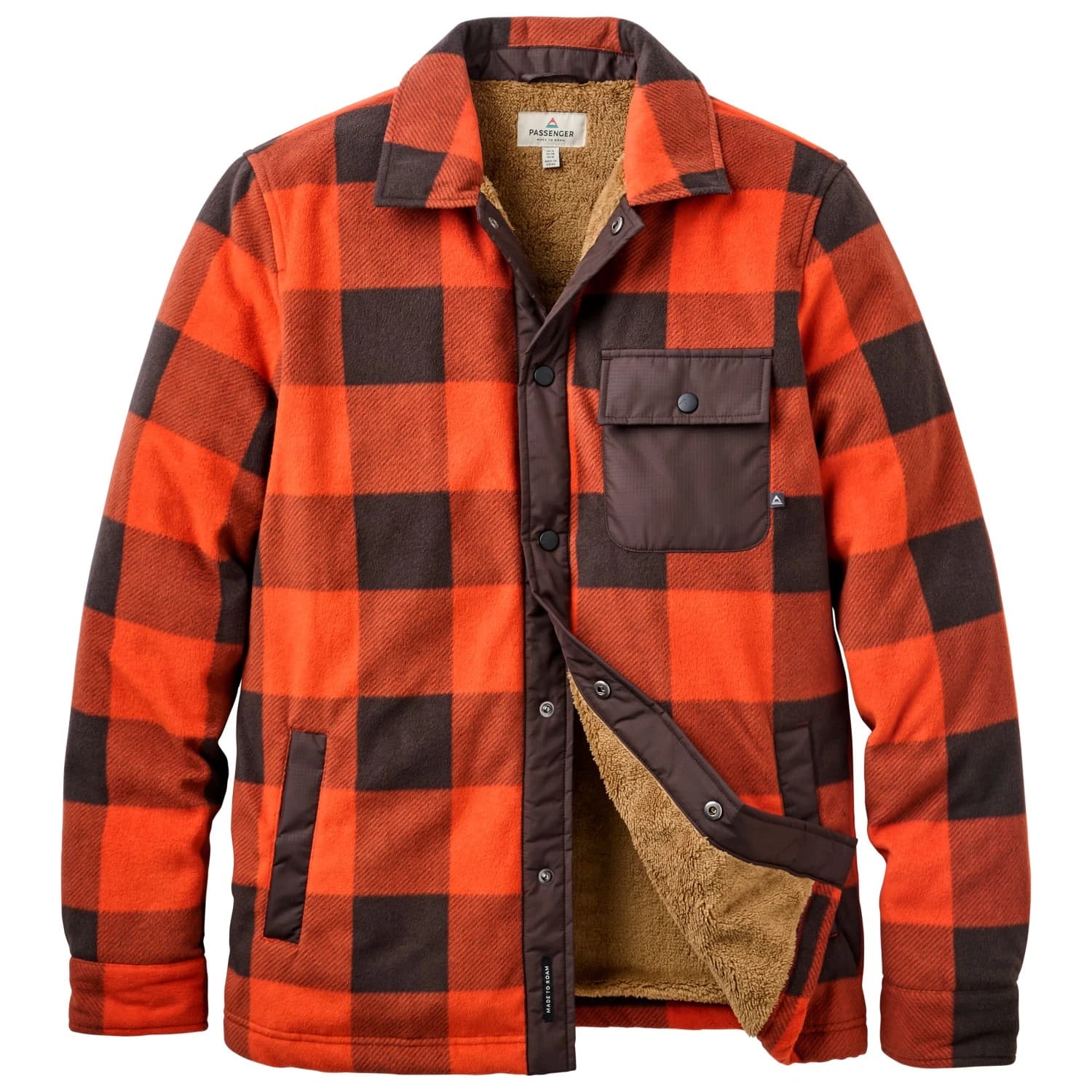 Зимно яке Passenger Firelight Sherpa Lined Overshirt Winter jacket - Dark Rust / Buffalo Check