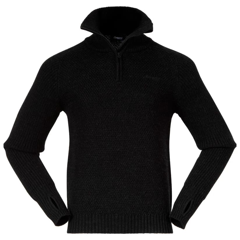Мъжки вълнен пуловер Bergans Ulriken Jumper Merino jumper - Black