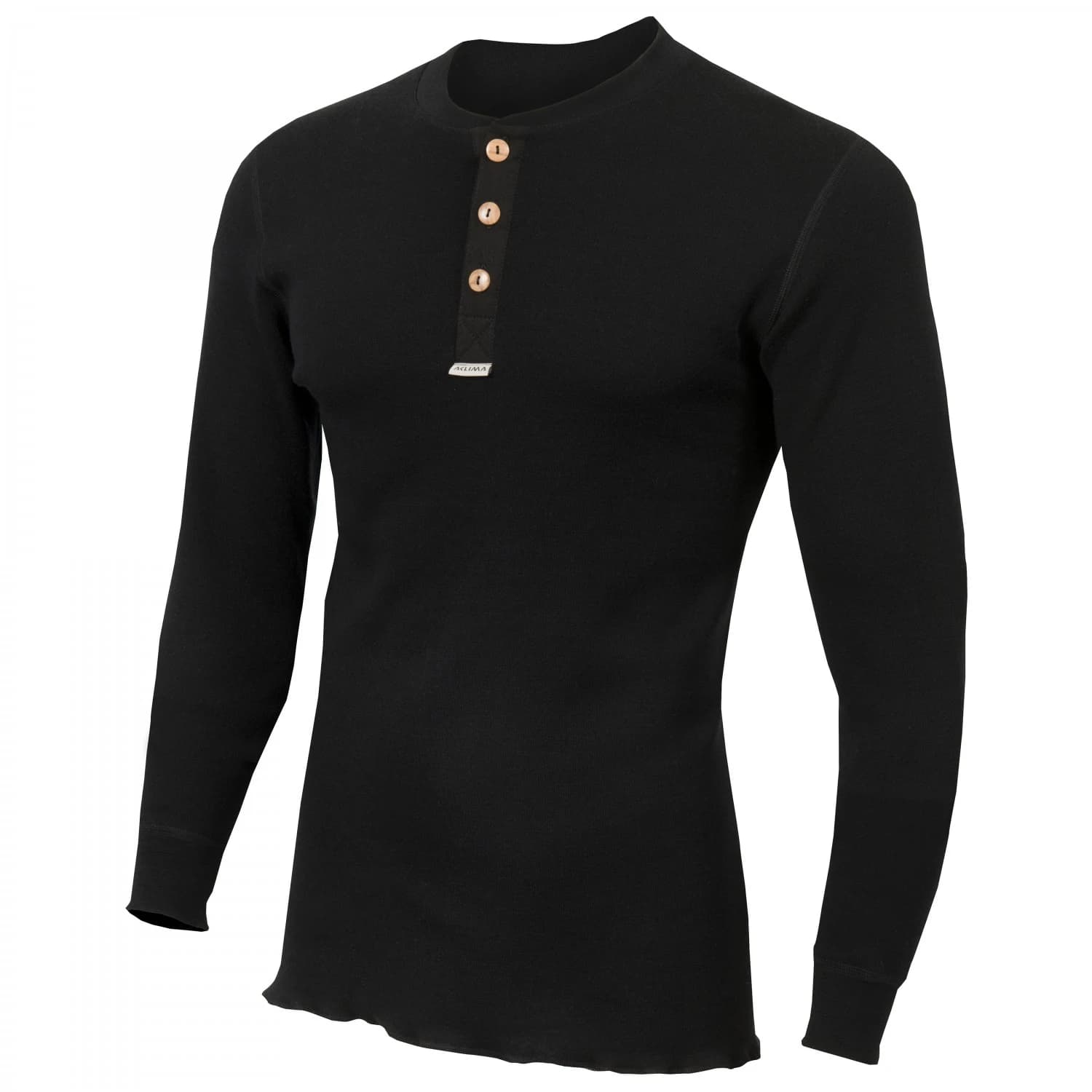 Мъжка мериносова блуза Aclima Warmwool Granddad shirt Merino jumper - Jet Black