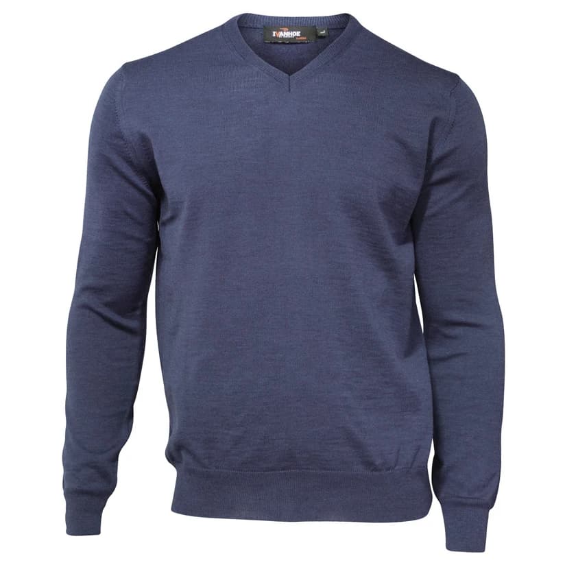 Мъжки вълнен пуловер Ivanhoe of Sweden Cashwool V-Neck Male Merino jumper - Steel Blue