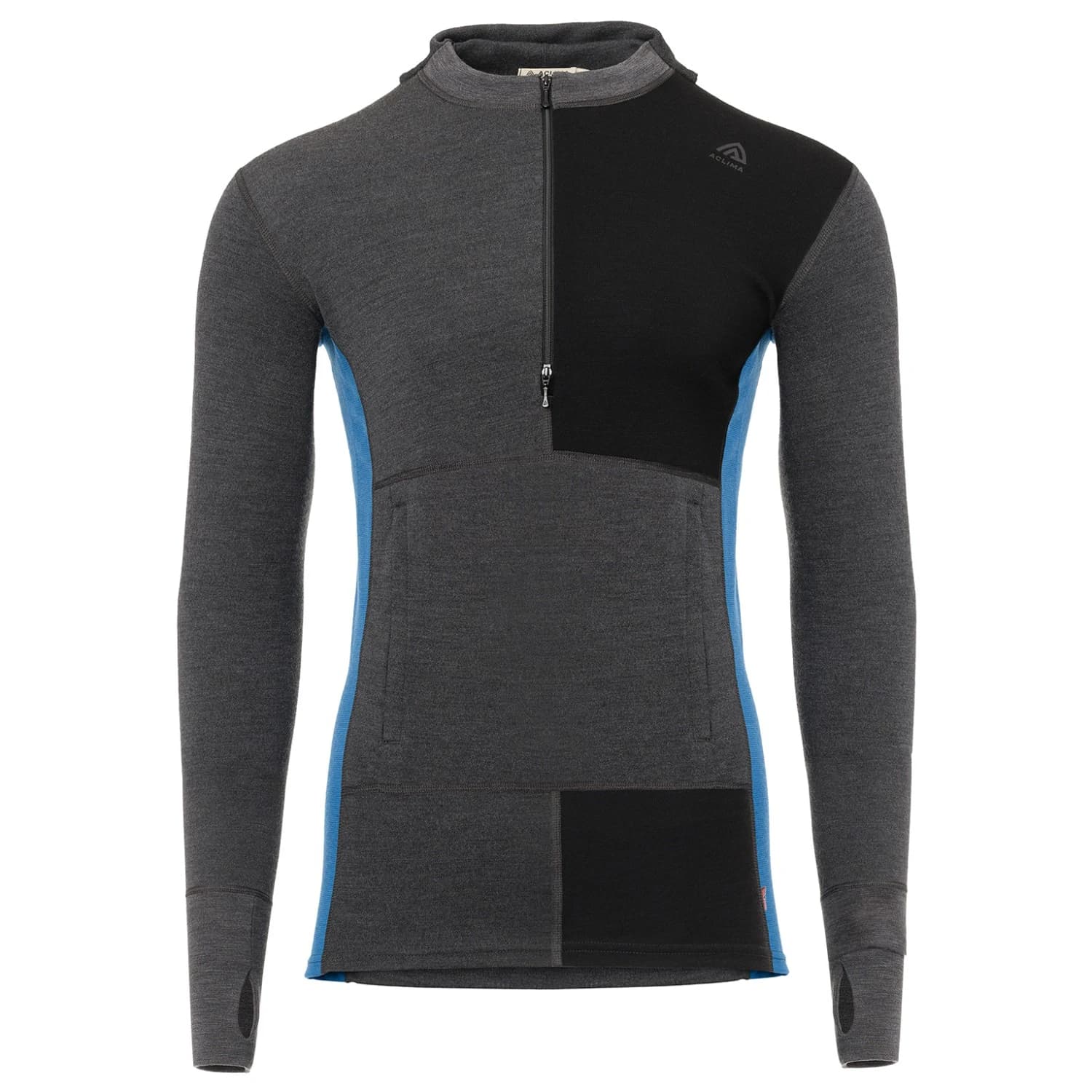 Мъжки вълнен пуловер Aclima Warmwool Hood Sweater Net Merino jumper - Marengo / Jet Black / Corsair