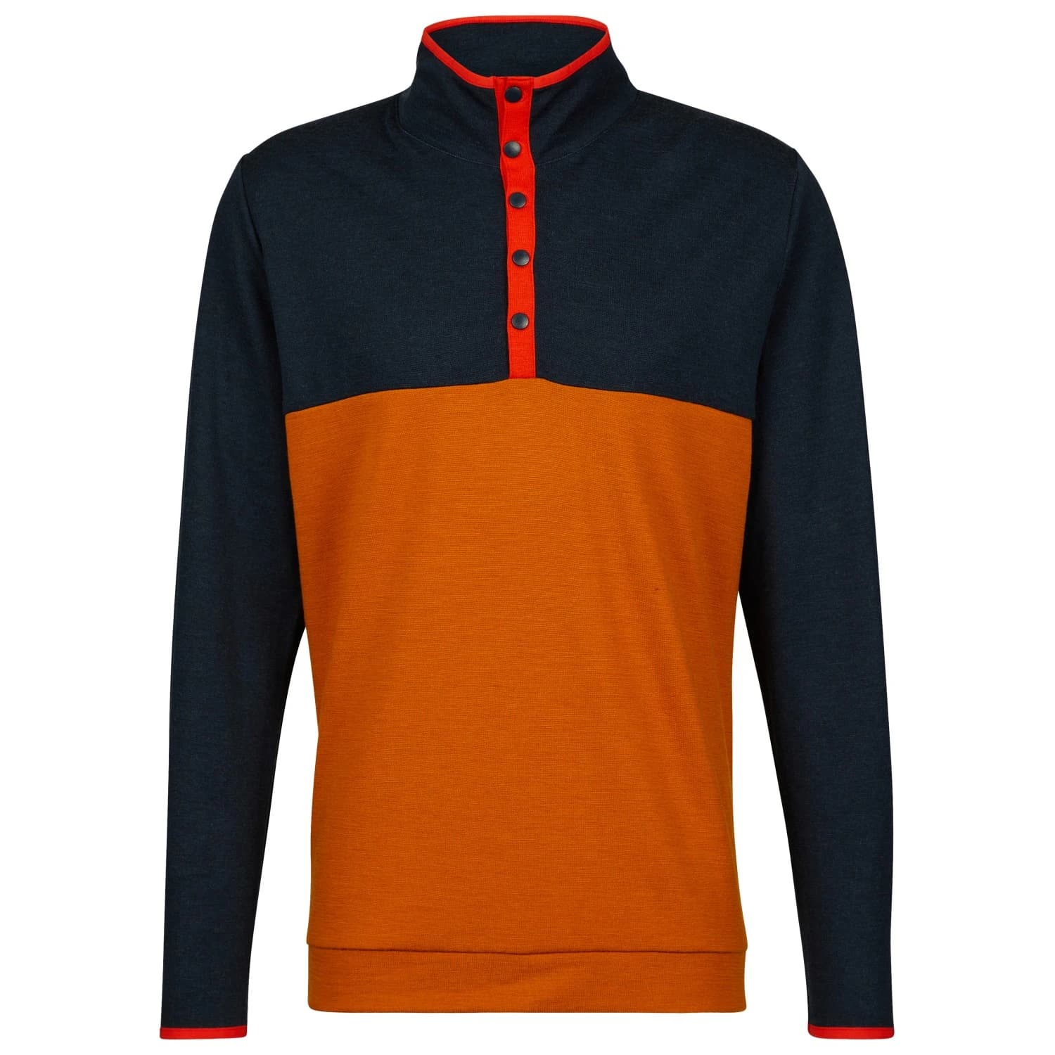 Вълнен пуловер Stoic Merino260 MMXX.Göteborg Snap Merino jumper - Pumpkin / Dark Navy
