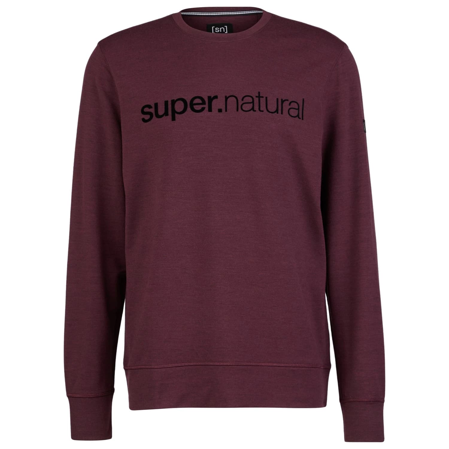 Мъжки вълнен пуловер super.natural 3D Signature Crew Jumper - Wine Tasting / Jet Black