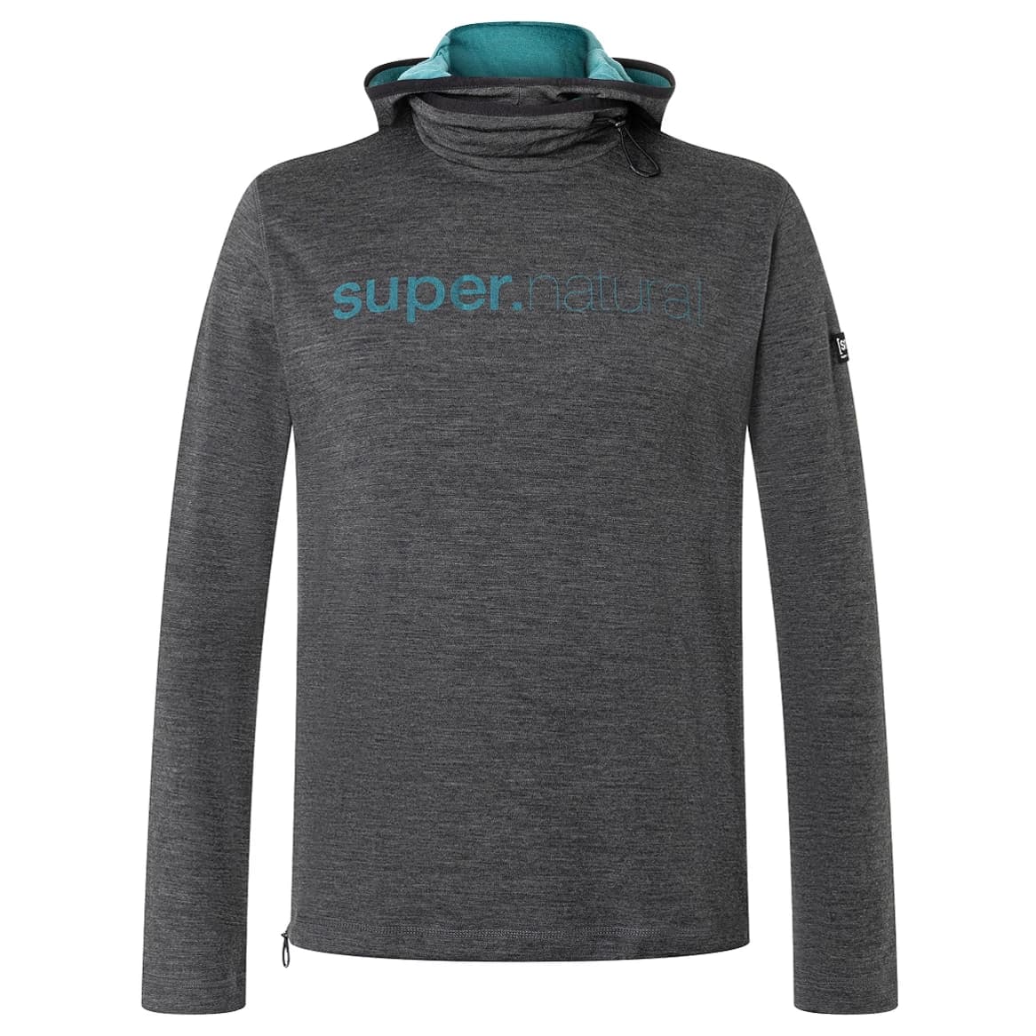 Вълнен пуловер super.natural Alpine Hooded II Hoodie - Pirate Grey Melange / Hydro