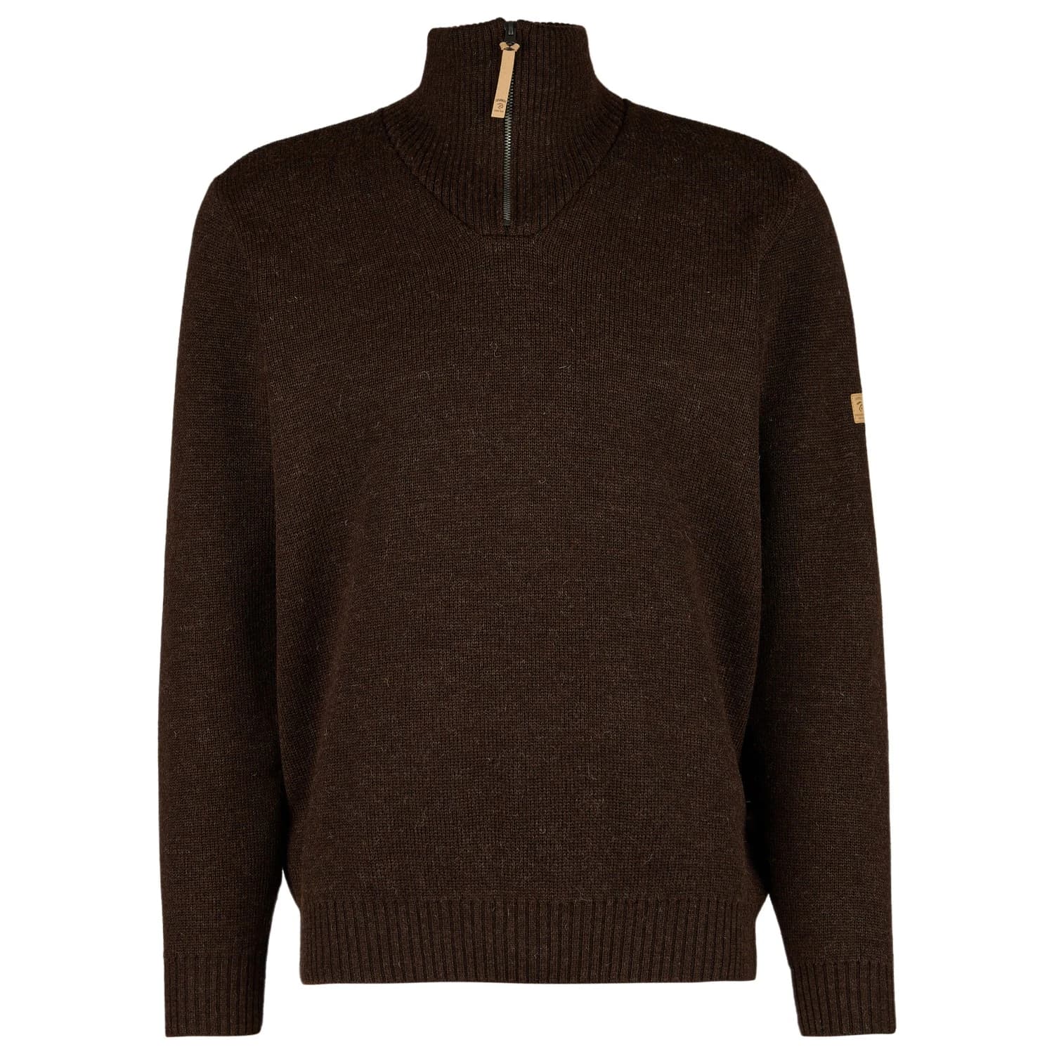 Мъжки вълнен пуловер Ivanhoe of Sweden NLS Elm Half Zip Wool jumper - Coffee Bean