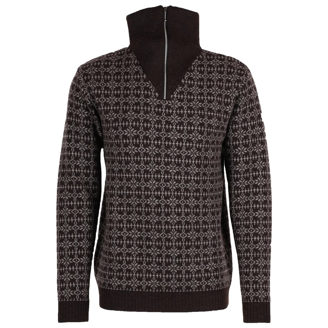 Мъжко вълнено яке Albmerino Troyer Norweger Wool jumper - Mokka / Beige Melange
