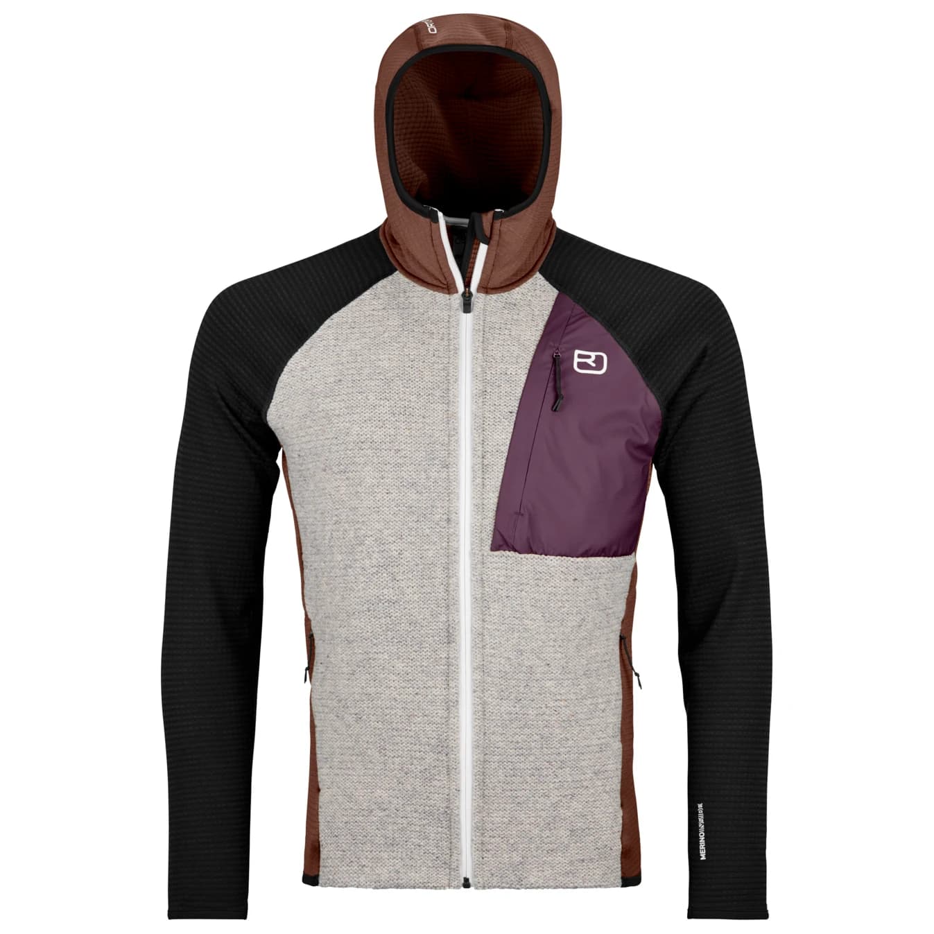 Мъжко вълнено яке Ortovox Fleece Grid Plus Classic Knit Hoody Fleece jacket - Dark Chestnut