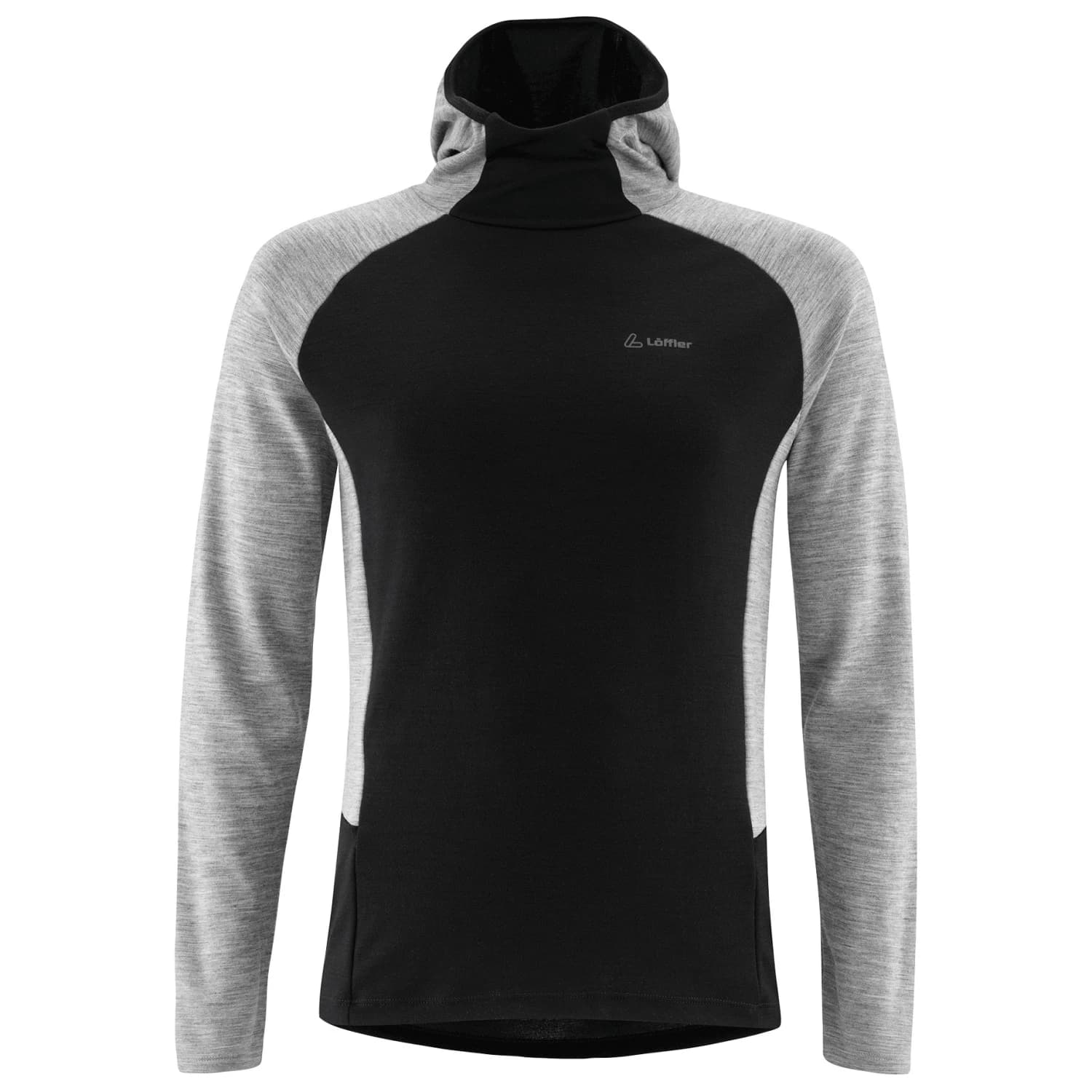 Вълнен пуловер Löffler Hoody Transtex Merino Merino longsleeve - Black / Grey Melange