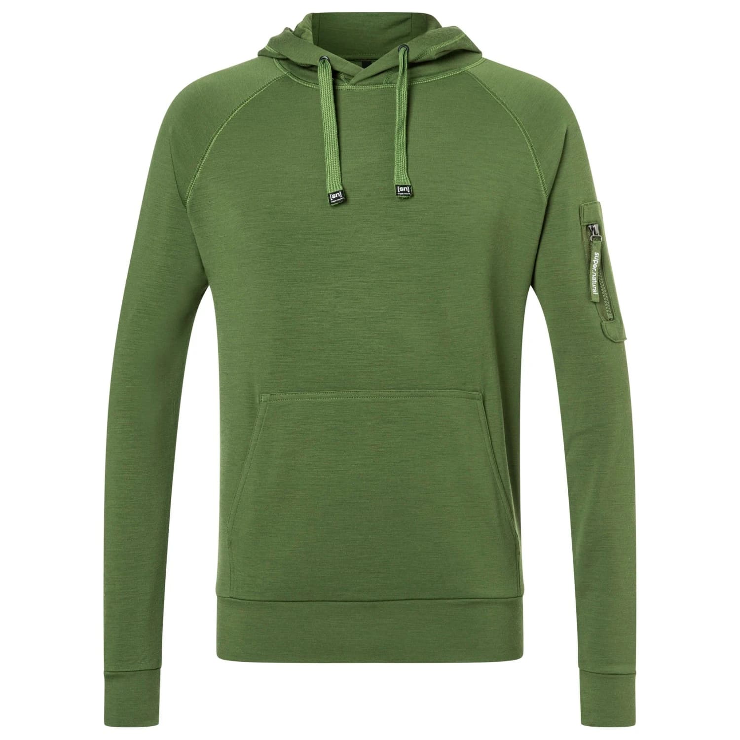 Мъжки вълнен пуловер Super.natural Favourite Pocket Hoodie Merino hoodie - Chive