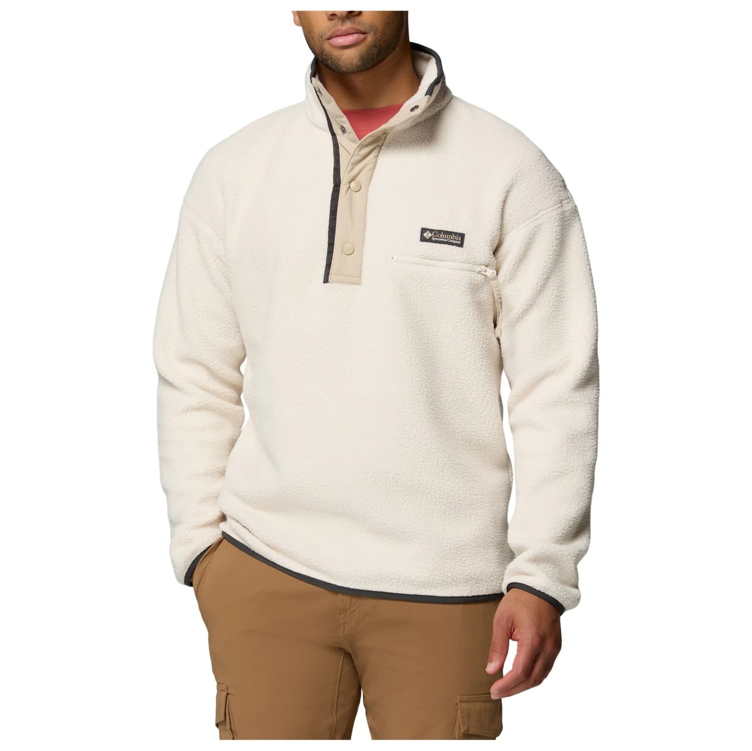 Мъжки поларен пуловер Columbia Helvetia II Half Snap Fleece Fleece jumper - Chalk / Ancient Fossil / Shark