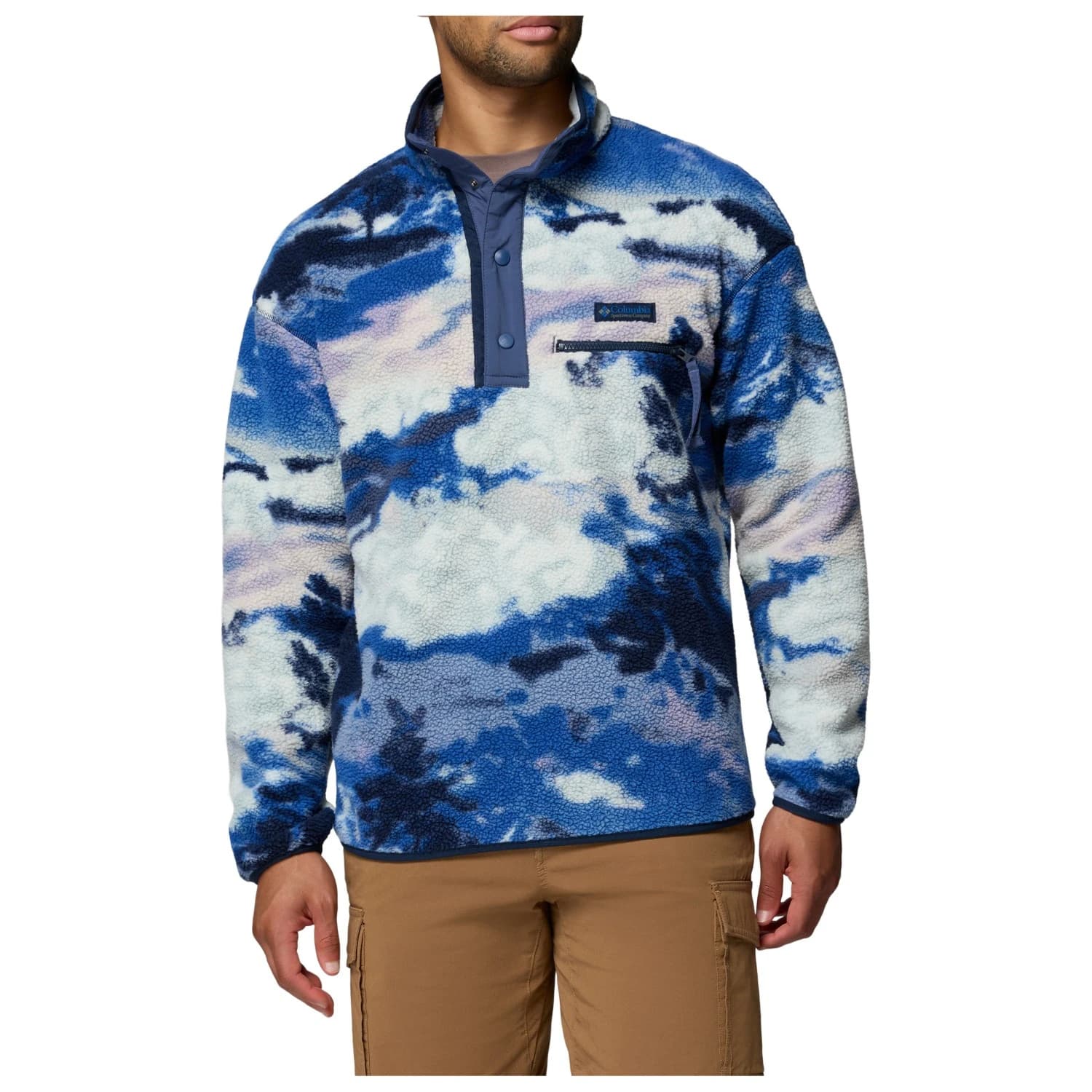 Мъжки поларен пуловер Columbia Helvetia II Printed Half Snap Fleece Fleece jumper - Collegiate Navy / Dreaming