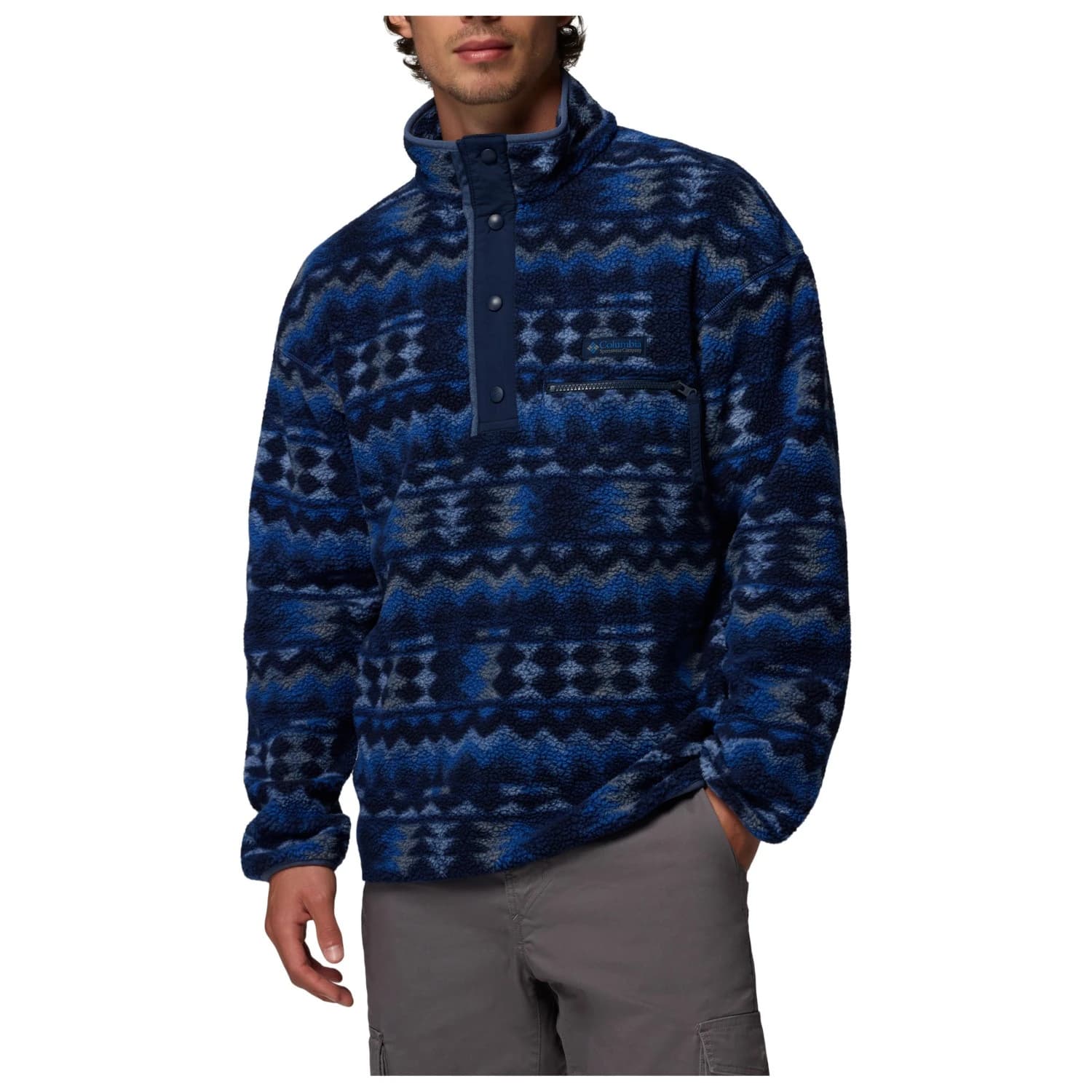 Мъжки поларен пуловер Columbia Helvetia II Printed Half Snap Fleece Fleece jumper - Mountain Blue / Retrotree