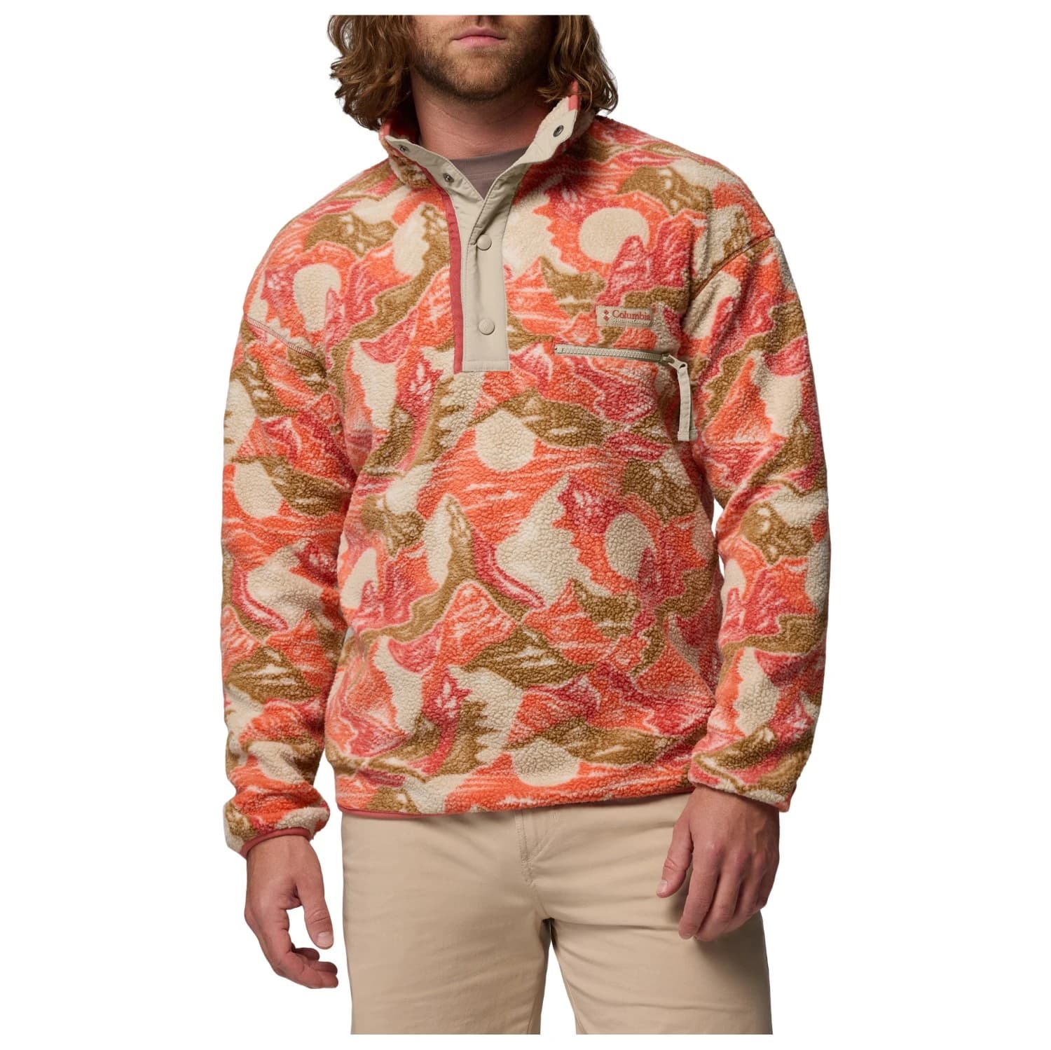 Мъжки поларен пуловер Columbia Helvetia II Printed Half Snap Fleece Fleece jumper - Washed Red / Sunscapes