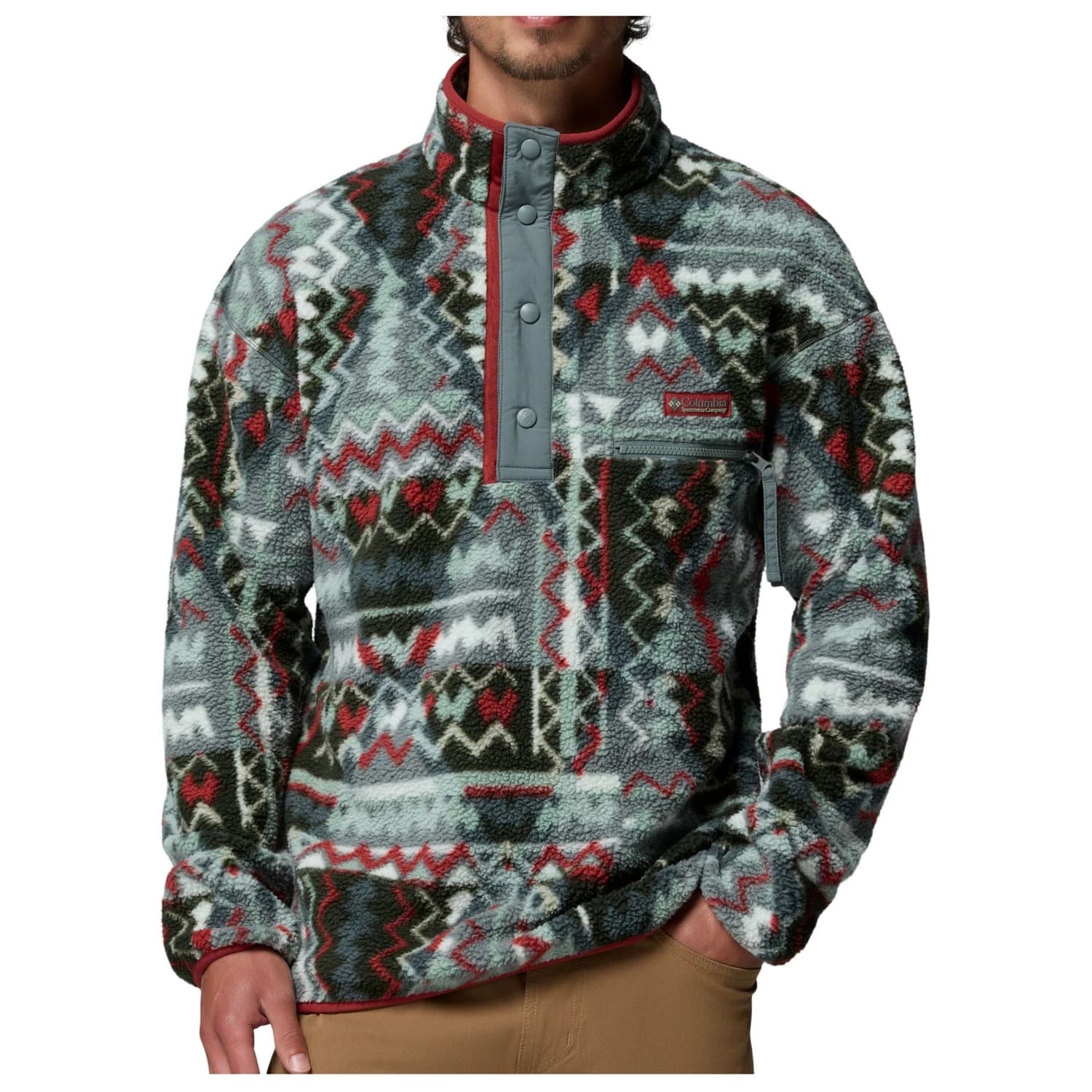 Мъжки поларен пуловер Columbia Helvetia II Printed Half Snap Fleece Fleece jumper - Sedona Sage / Geomix
