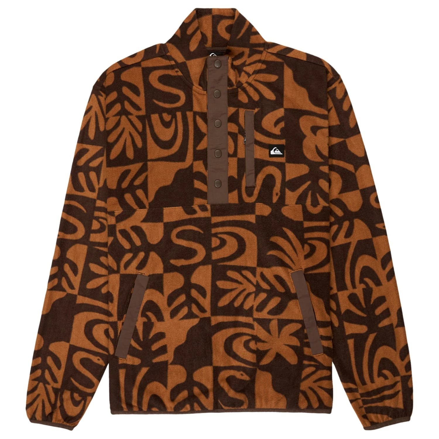 Мъжки поларен пуловер Quiksilver No Destination Half Snap Fleece jumper - Chocolate Brown / Desert Checker