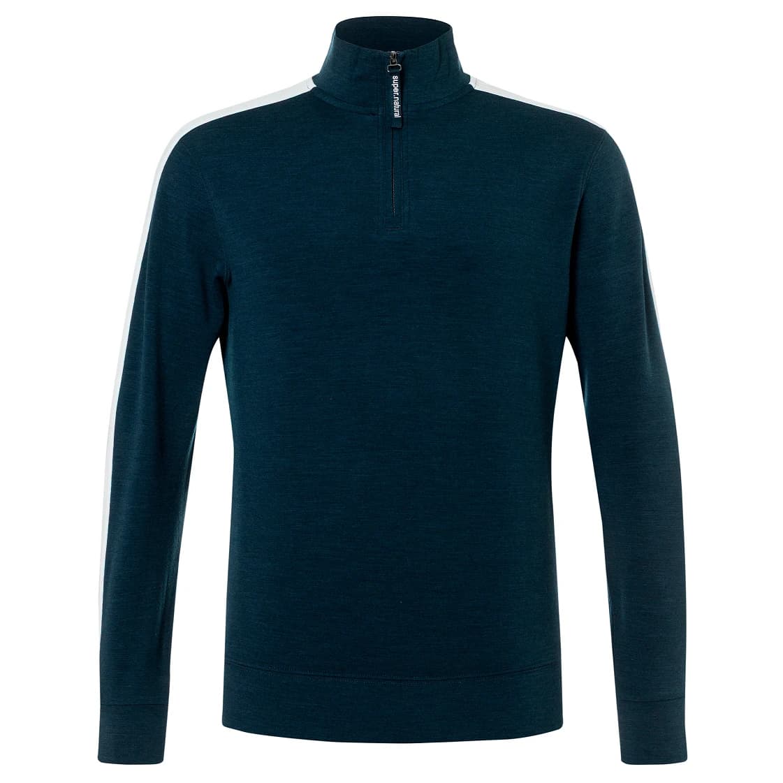 Мъжки вълнен пуловер super.natural Colorado Zip Turtleneck Jumper - Blueberry / Fresh White