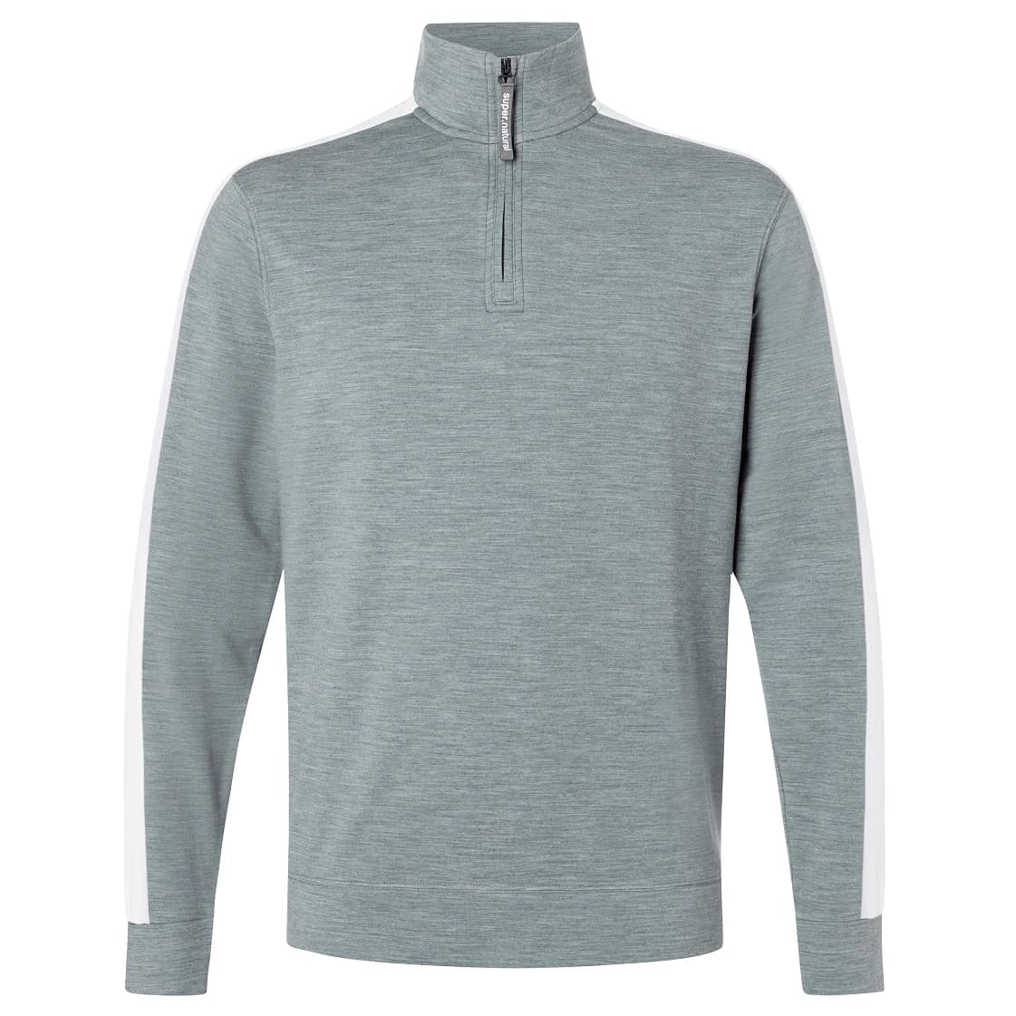 Мъжки вълнен пуловер super.natural Colorado Zip Turtleneck Jumper - Cashmere Grey Melange / Fresh White
