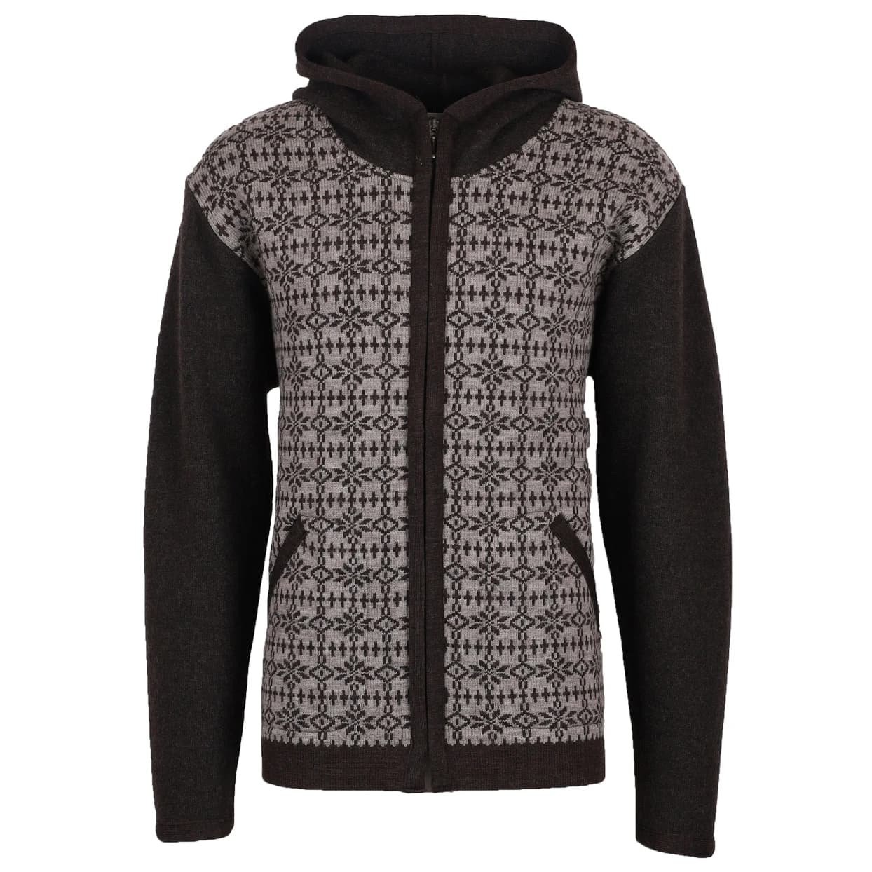 Вълнено яке Albmerino Kapuzen Jacke Norweger Zip-up hoodie - Mokka / Beige Melange