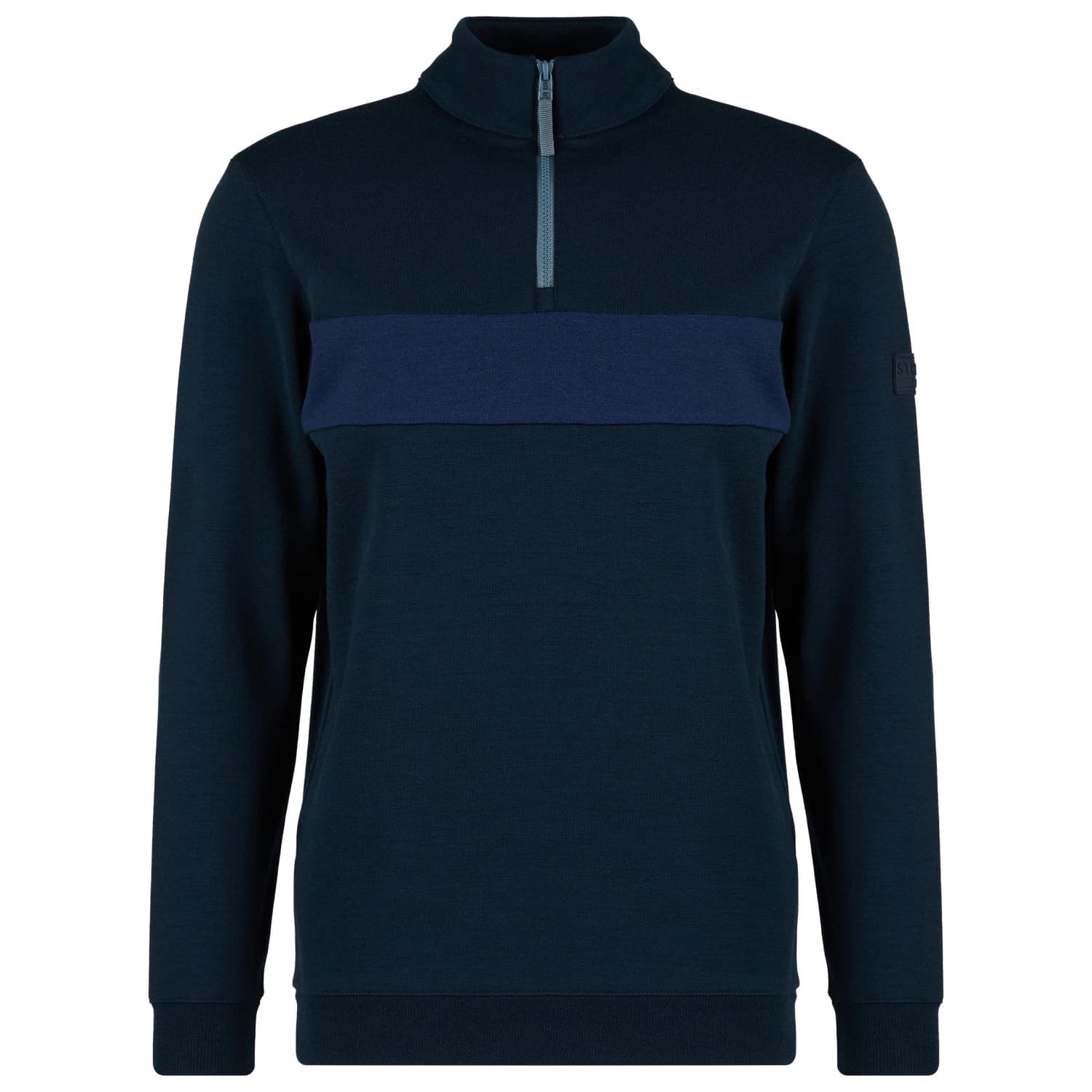 Мъжки вълнен пуловер Stoic MerinoFleece335 MMXX. Lulea II Half Zip Merino jumper - Dark Navy / Navy Blue