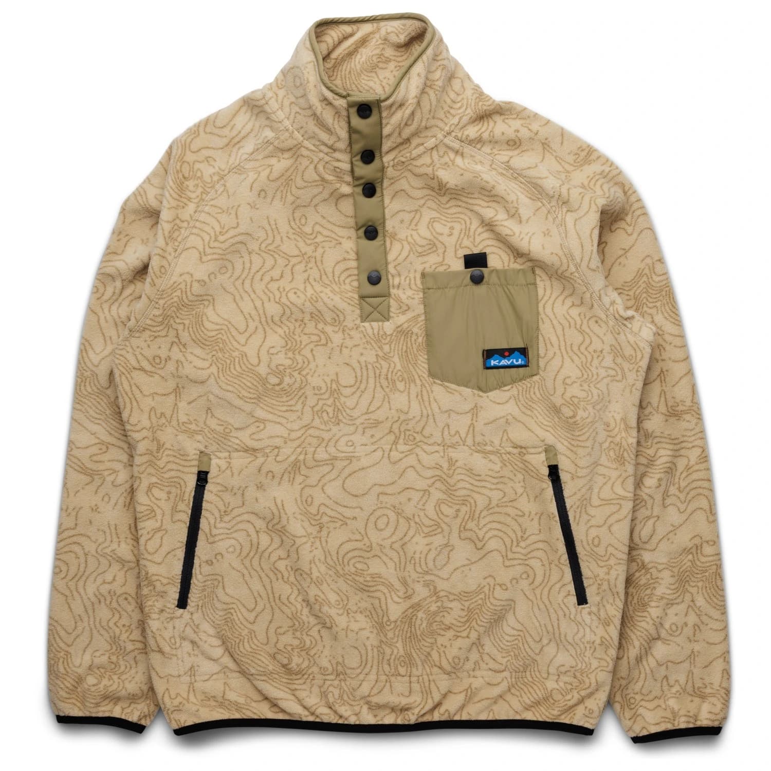 Мъжки поларен пуловер KAVU Teannaway Fleece jumper - Terrain Topo