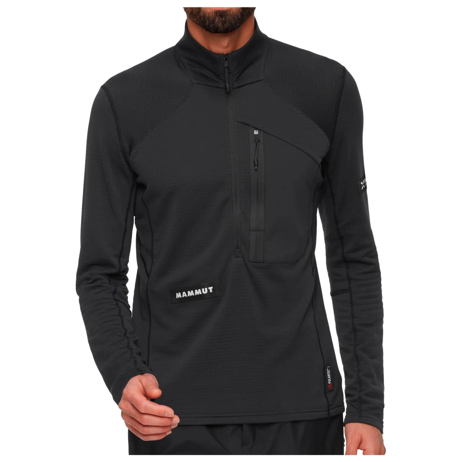 Спортна тениска Mammut Eiger Nordwand Advanced First Layer Half Zip Pull Fleece jacket - Black