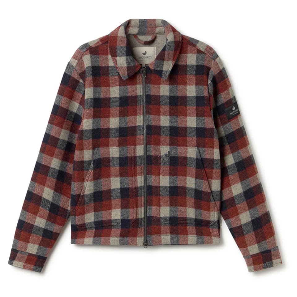 Мъжко поларено яке Twothirds Ballycuggeran Wool jacket - Navy Red Ecru Checks