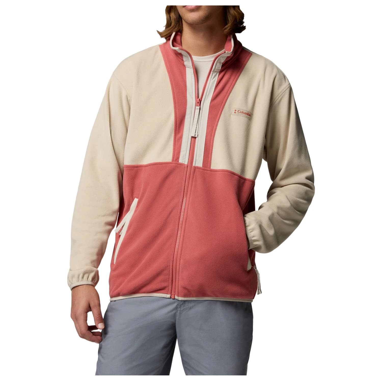 Мъжки поларен пуловер Columbia Backbowl II Lightweight Full Zip Fleece Fleece jumper - Ancient Fossil / Washed Red / Dark Stone