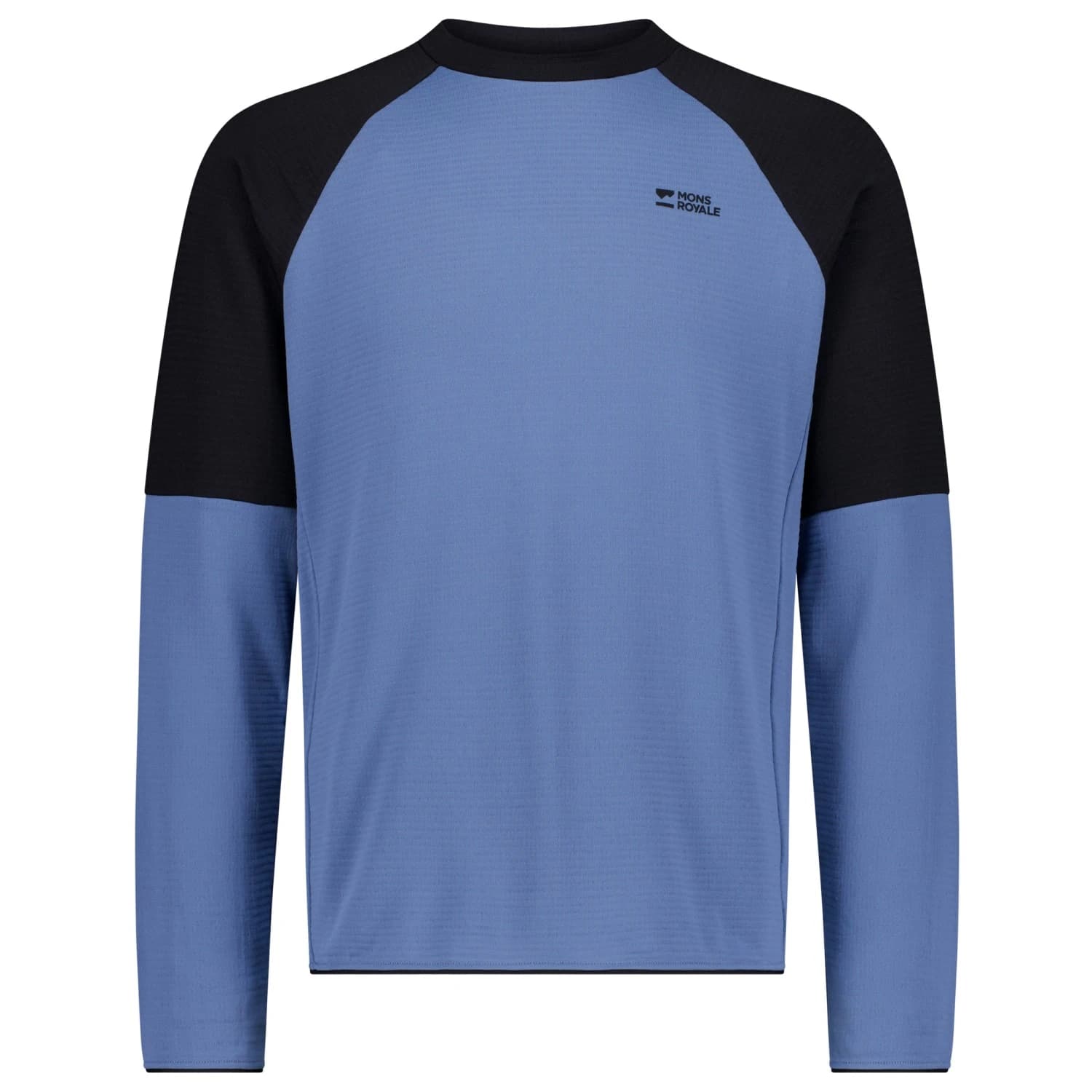 Мъжки вълнен пуловер Mons Royale Quad Merino Fleece Pullover Merino jumper - Horizon Blue / Black