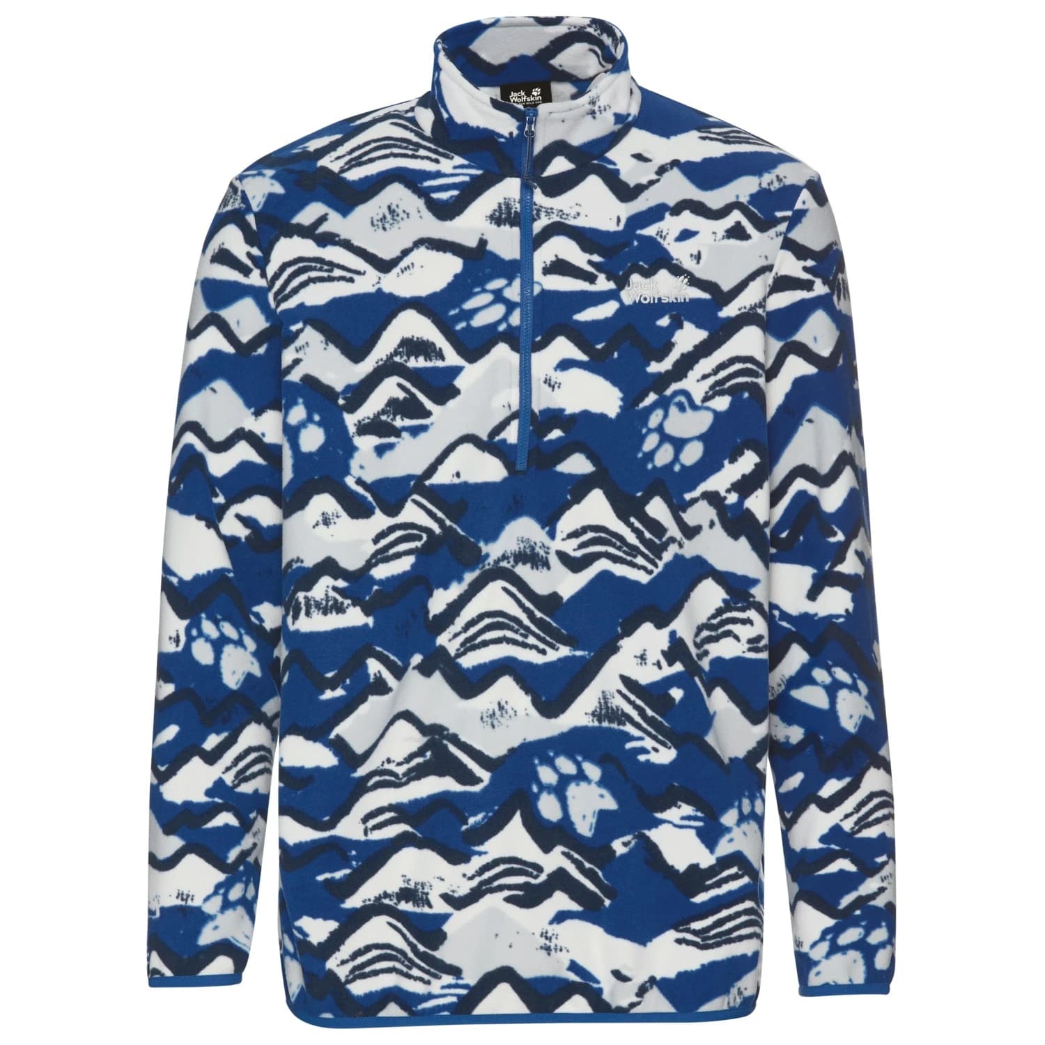 Мъжки поларен пуловер Jack Wolfskin Paw Era 100 Print Halfzip Fleece jumper - Mountain Paw Blue Orchid