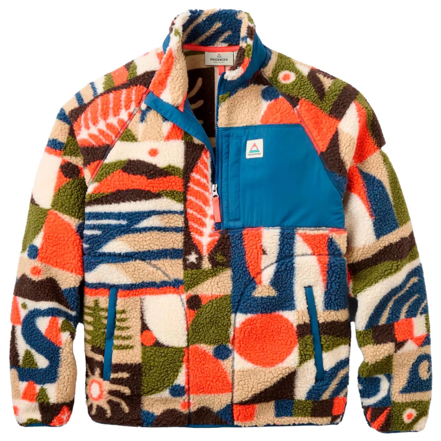 Поларен пуловер Passenger Offroad Recycled Sherpa 1/2 Zip Fleece 2.0 Fleece jumper - Lost On Purpose Khaki