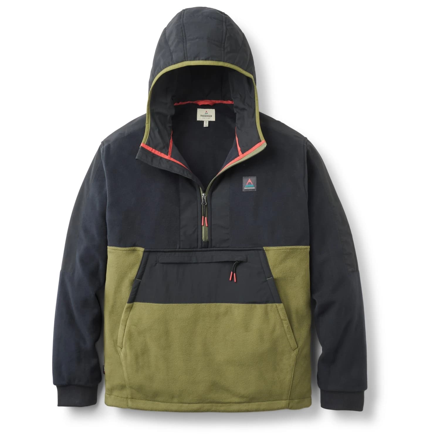 Поларен пуловер Passenger Woodland Hooded 1/2 Zip Recycled Polartec Fleece Fleece jumper - Black / Khaki