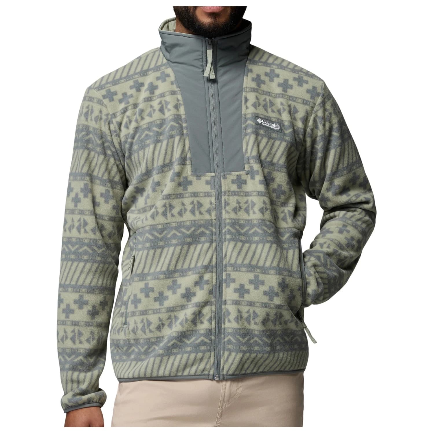 Мъжко поларено яке Columbia Sequoia Grove II Full Zip Printed Fleece Fleece jacket - Safari / Wizard Island Tonal