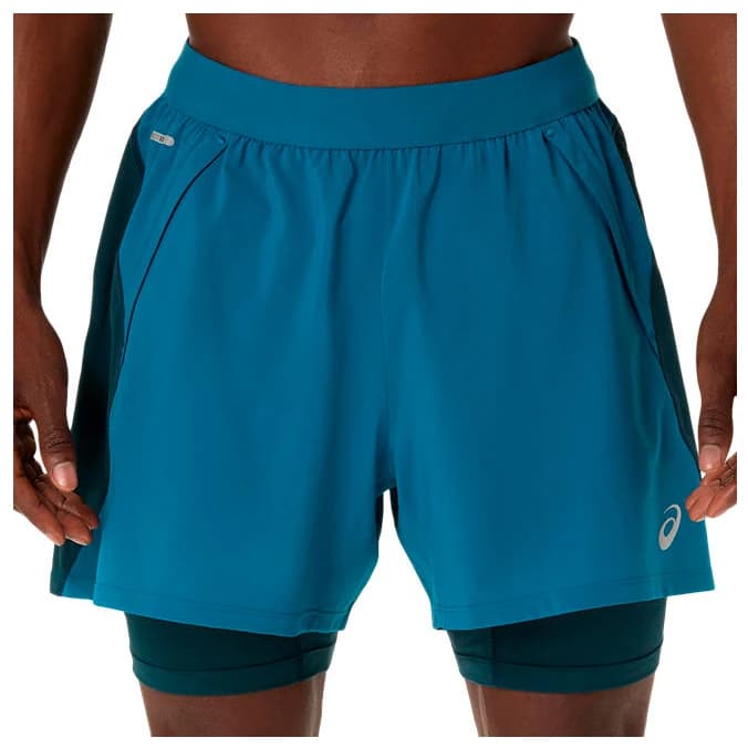 Мъжки шорти за бягане Asics Road 2N1 5'' Short Running shorts - Tranquil Teal / Dark Teal / Yamabuki
