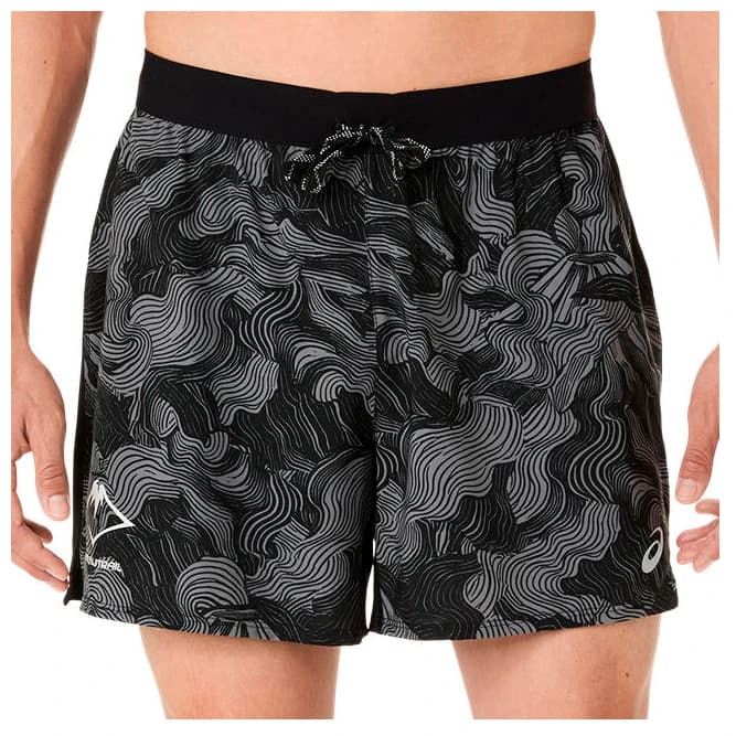 Мъжки шорти за бягане Asics Fujitrail All Over Print 5'' Short Running shorts - Performance Black / Carbon / Cream