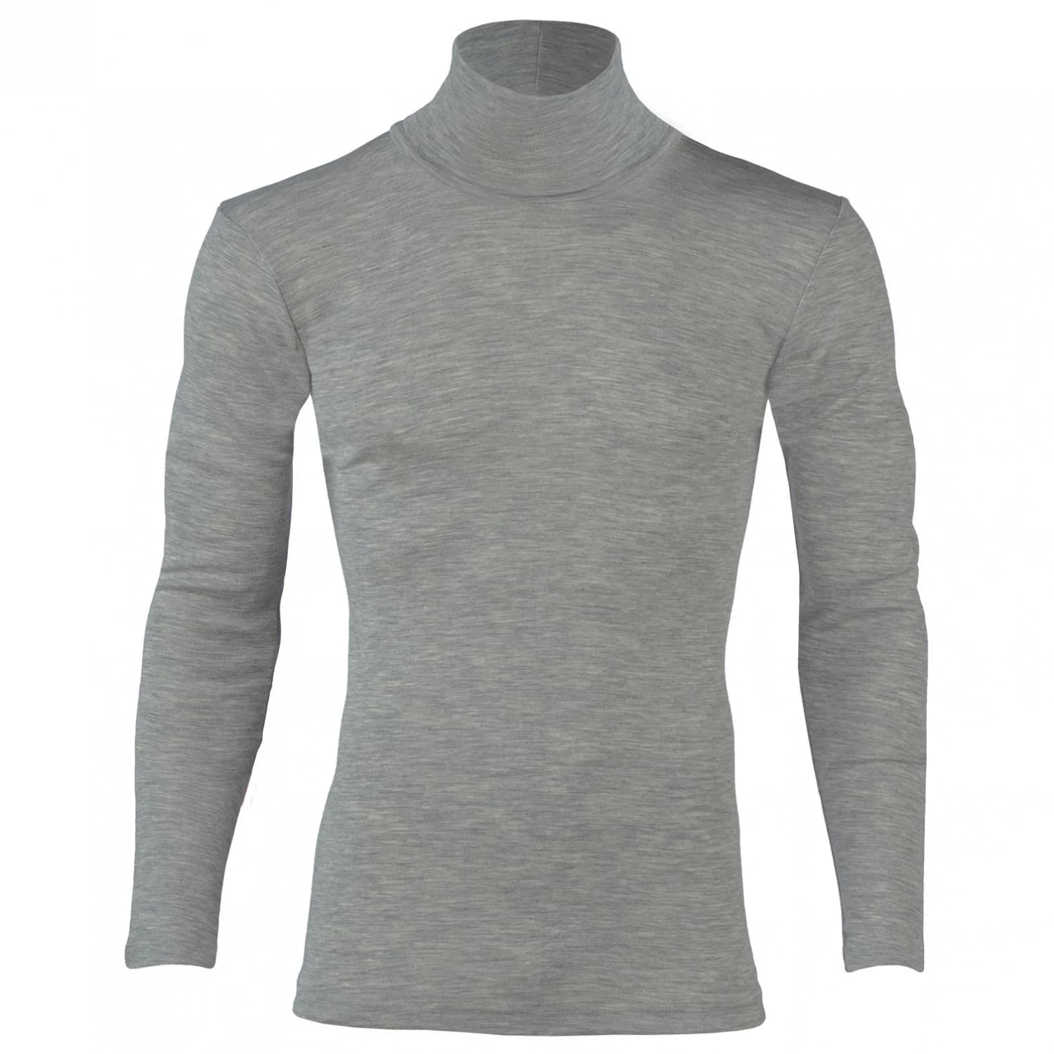 Мъжко копринено термобельо Engel Rolli L/S Merino base layer - Light Grey Melange