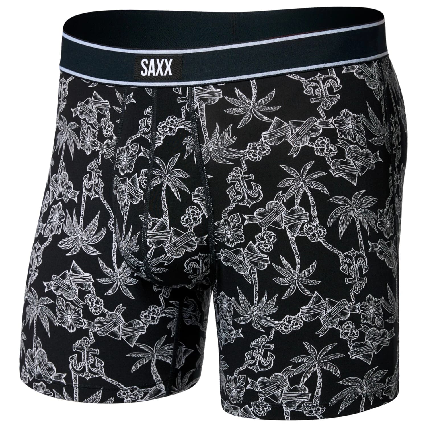 Мъжко синтетично термобельо Saxx Daytripper Boxer Brief Fly Synthetic base layer - Tropical Tattoo / Black