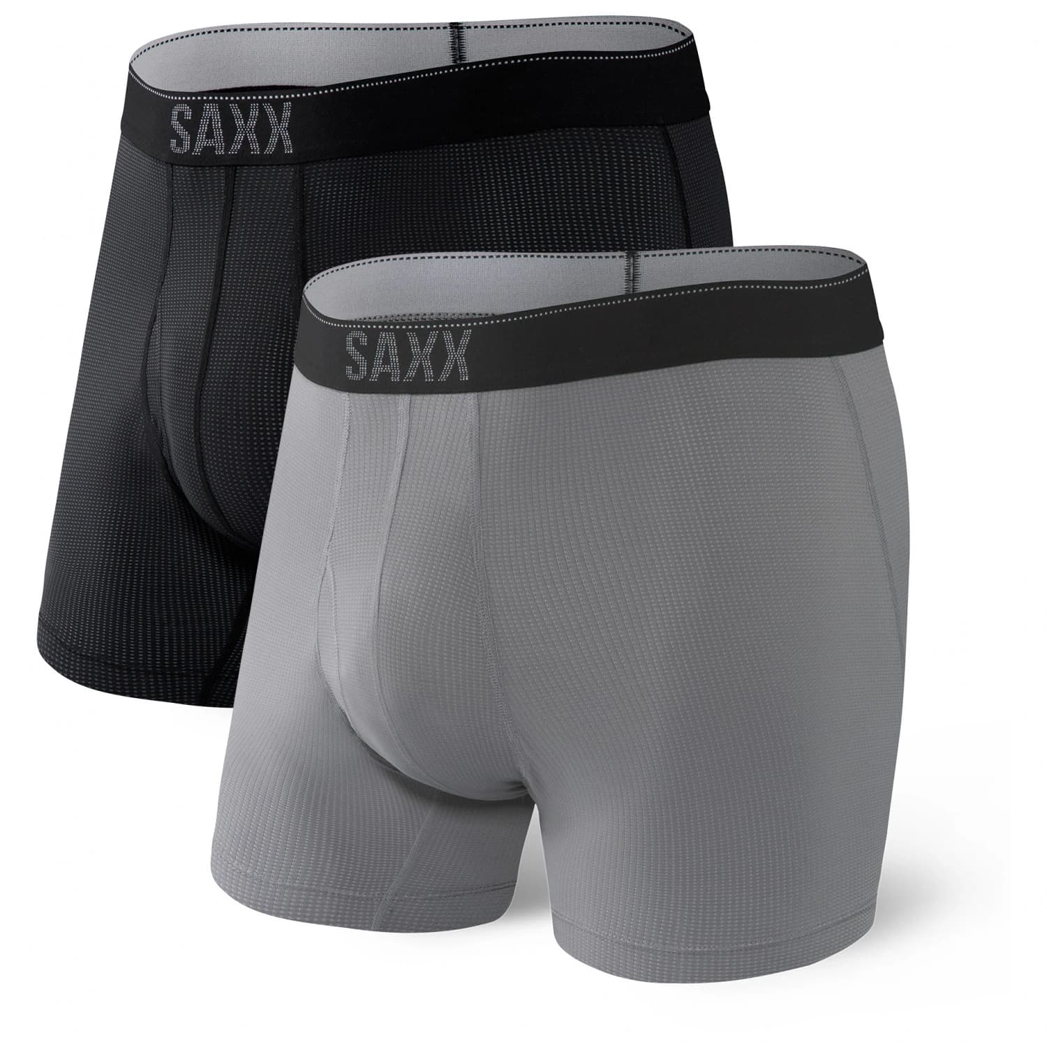 Мъжко синтетично термобельо Saxx Daytripper Boxer Brief Fly 2-Pack Synthetic base layer - Black / Grey Heather