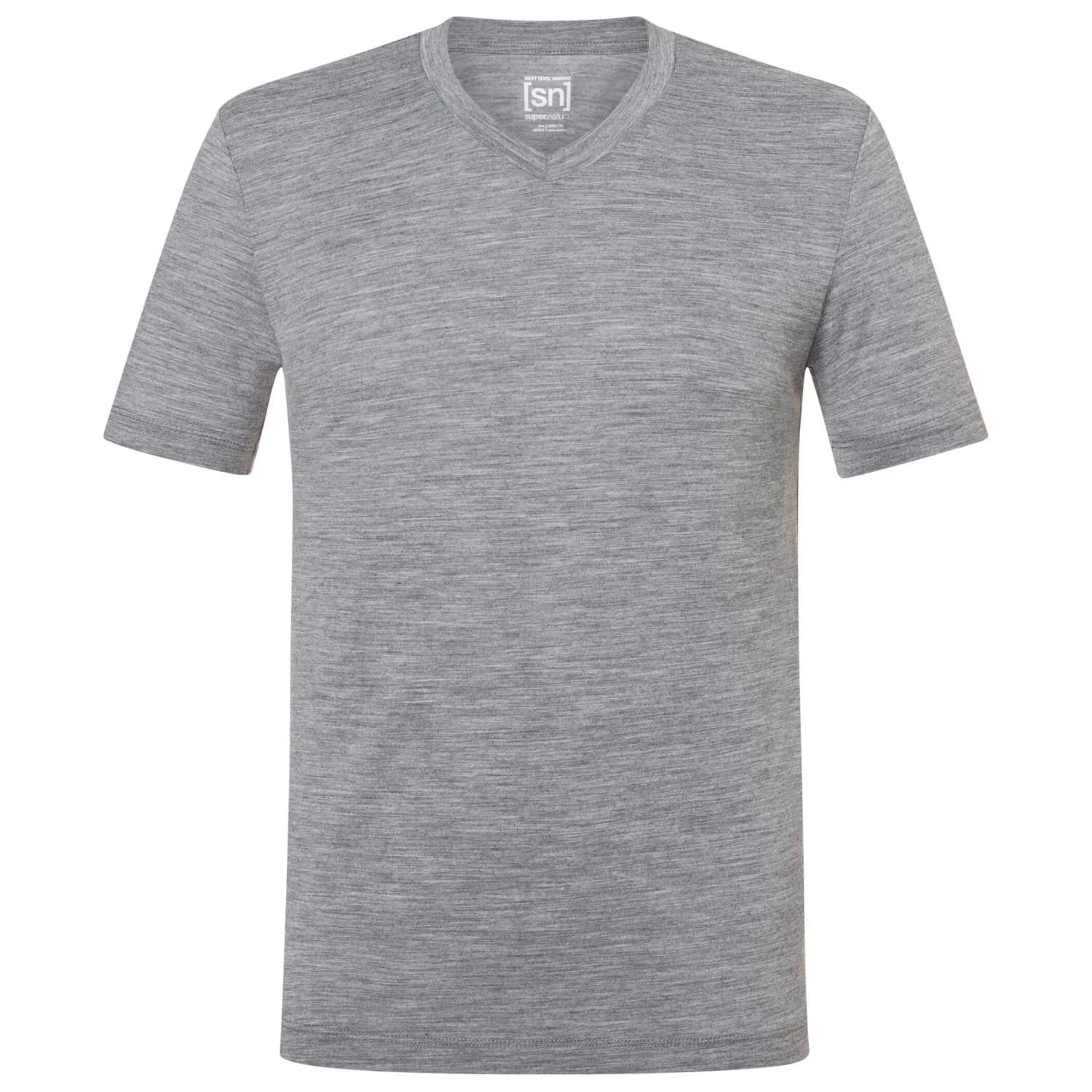 Мъжки потник super.natural Sierra 140 V Neck T-shirt - Cashmere Grey Melange