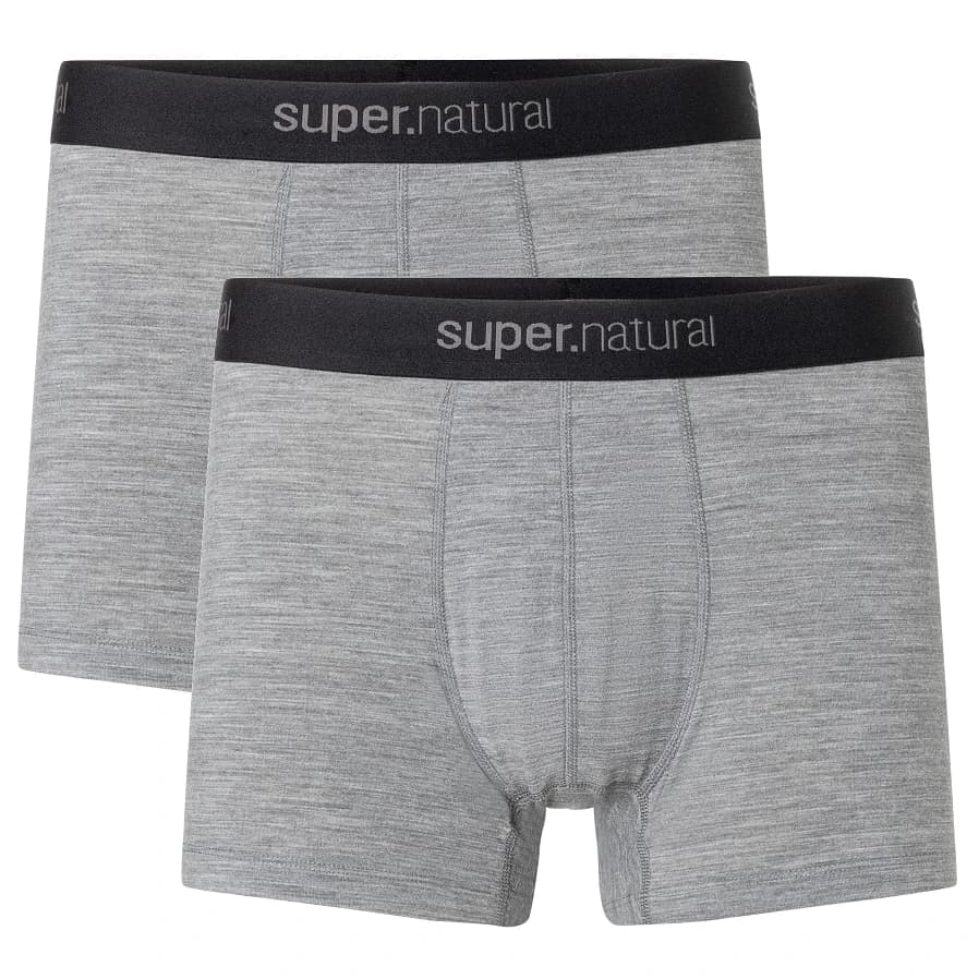 Мъжко бельо super.natural Tundra 175 Boxer 2 Pack Briefs - Cashmere Grey Melange / Cashmere Grey Melange