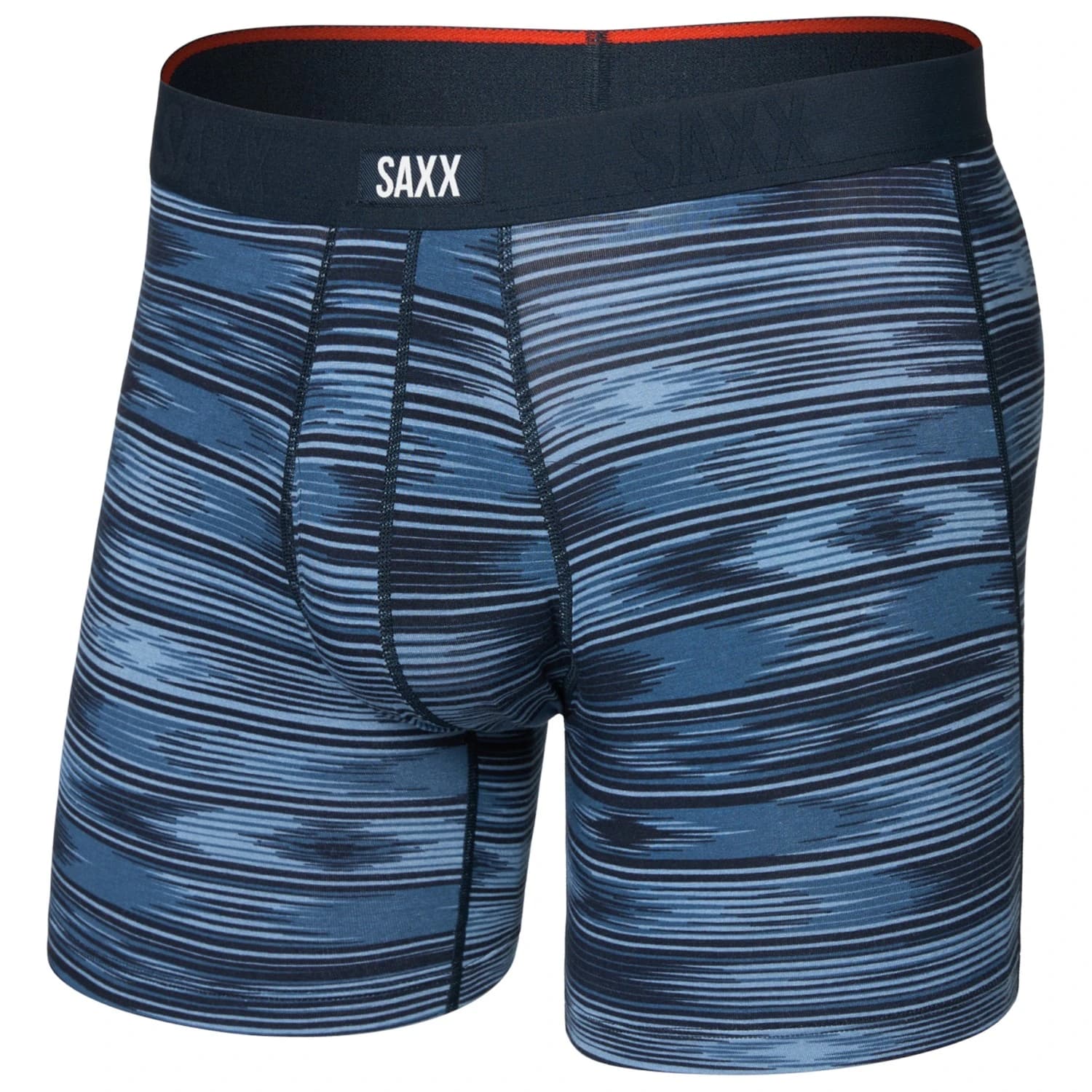 Мъжко синтетично термобельо Saxx Vibe Xtra Boxer Brief Fly Synthetic base layer - Ikat Stripe / Dark Denim
