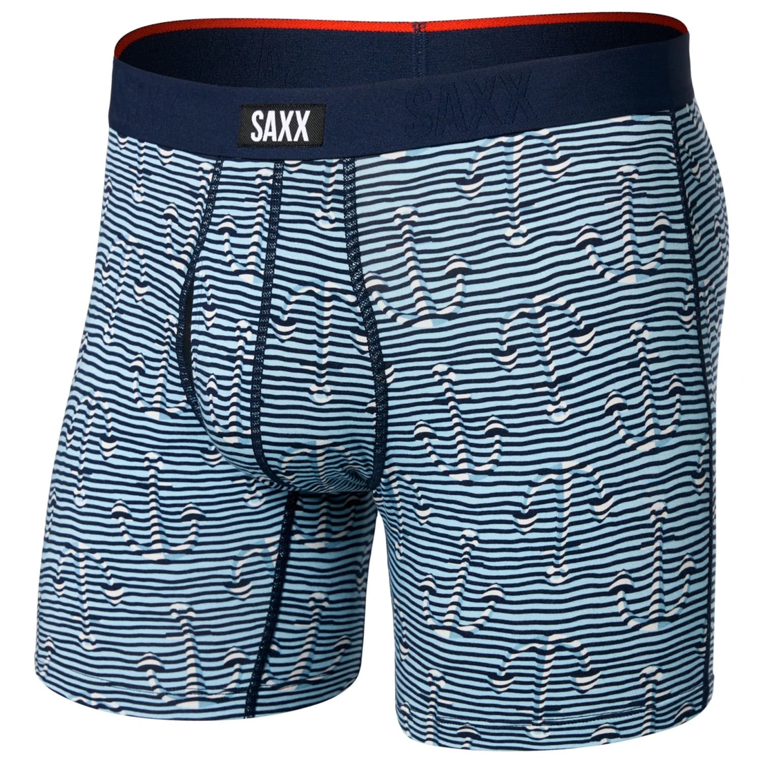 Мъжко синтетично термобельо Saxx Vibe Xtra Boxer Brief Fly Synthetic base layer - Anchor Stripe / Blue