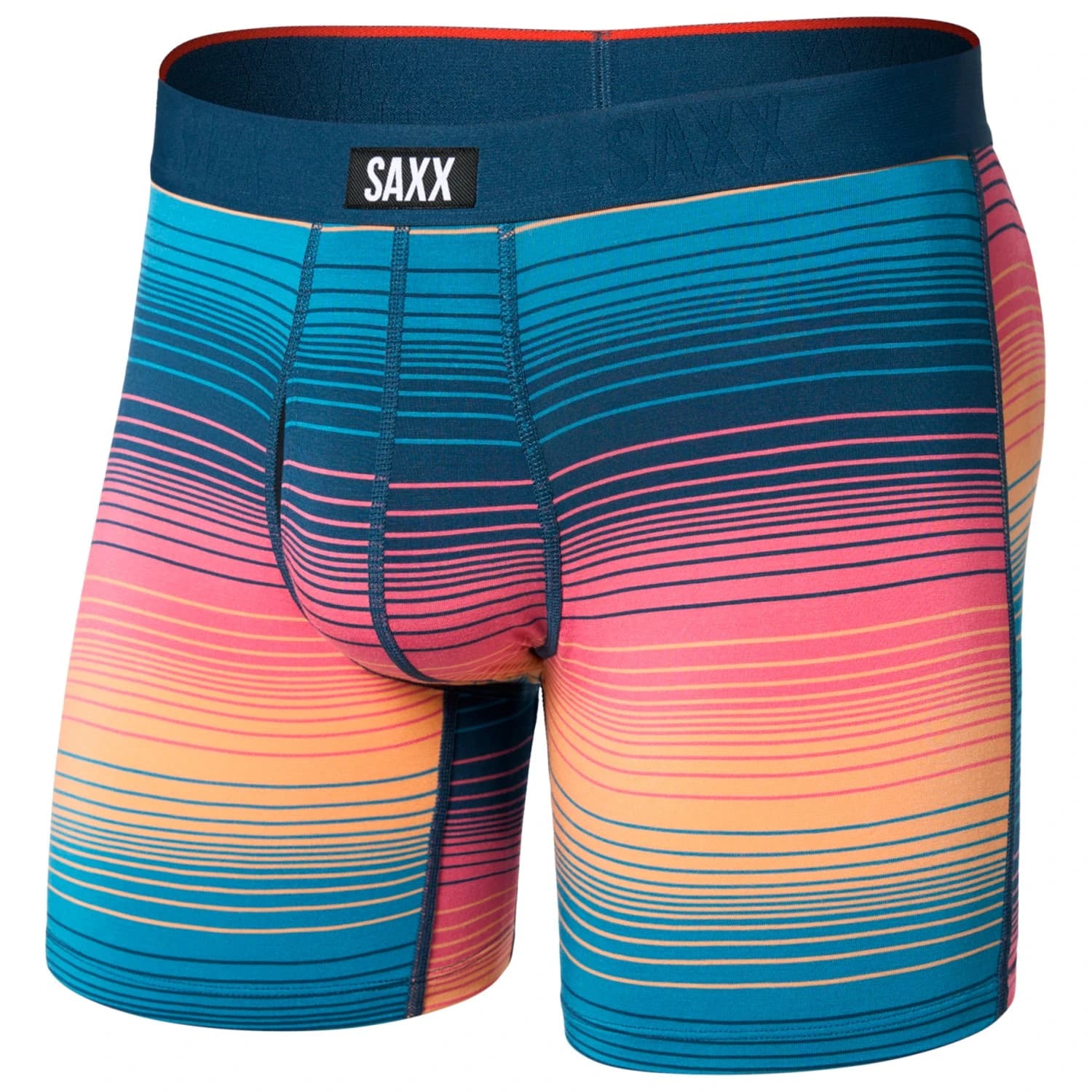 Мъжко синтетично термобельо Saxx Vibe Xtra Boxer Brief Fly Synthetic base layer - Hazy Stripe / Sunset