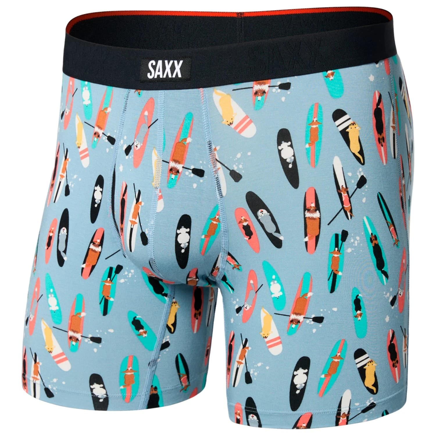 Мъжко синтетично термобельо Saxx Vibe Xtra Boxer Brief Fly Synthetic base layer - Sup Dogs / Ashley Blue