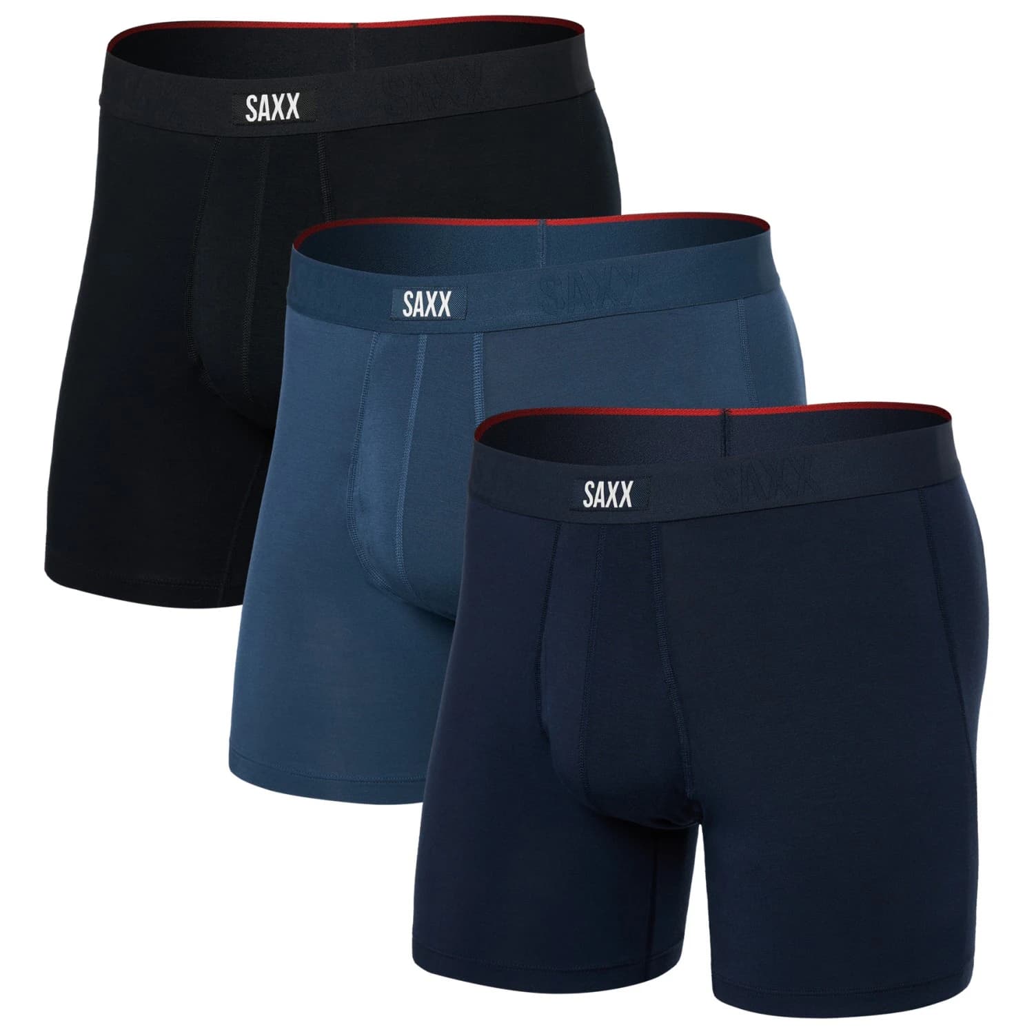 Мъжко синтетично термобельо Saxx Vibe Xtra Boxer Brief Fly 3-Pack Synthetic base layer - Dark Denim / Navy / Black