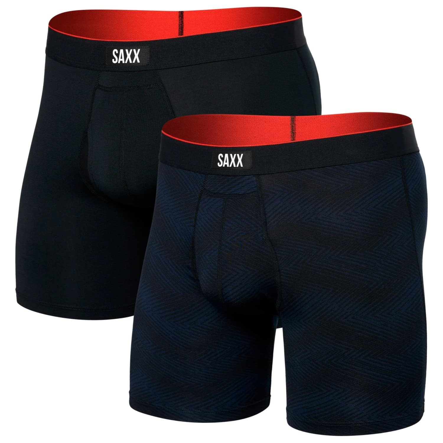 Мъжко синтетично термобельо Saxx Multi-Sport Mesh Boxer Brief Fly 2-Pack Synthetic base layer - Full Tilt Chevron / Black