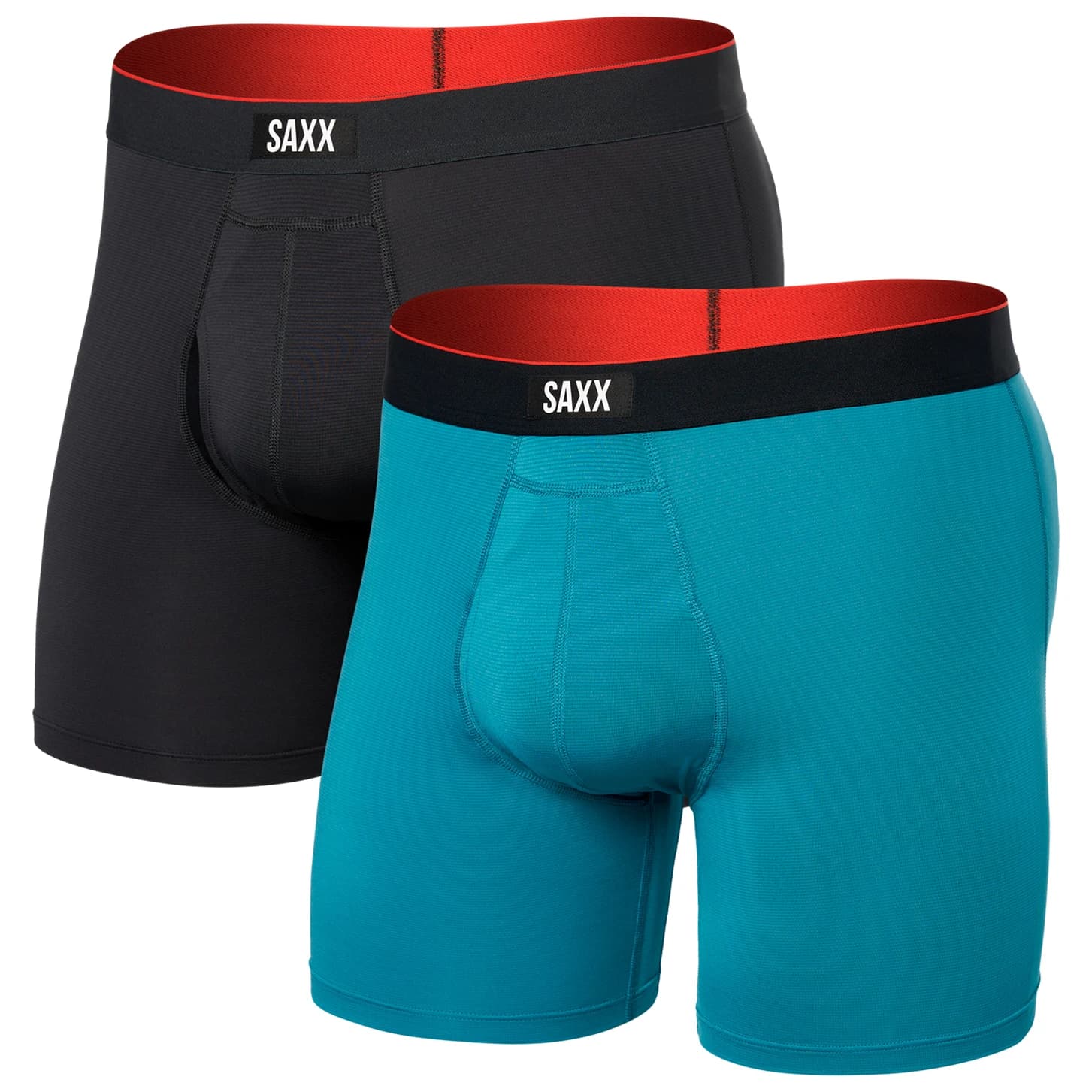 Мъжко синтетично термобельо Saxx Multi-Sport Mesh Boxer Brief Fly 2-Pack Synthetic base layer - Hydro Blue / Faded Black