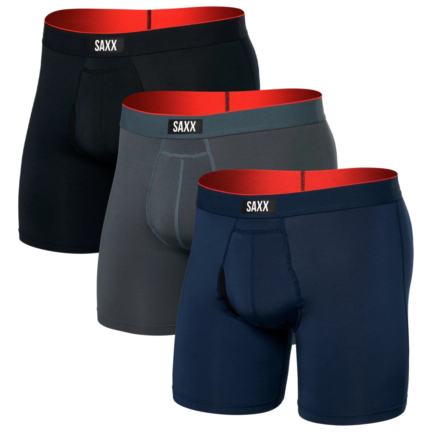 Мъжко синтетично термобельо Saxx Multi-Sport Mesh Boxer Brief Fly 3-Pack Synthetic base layer - Turbulence / Navy / Black