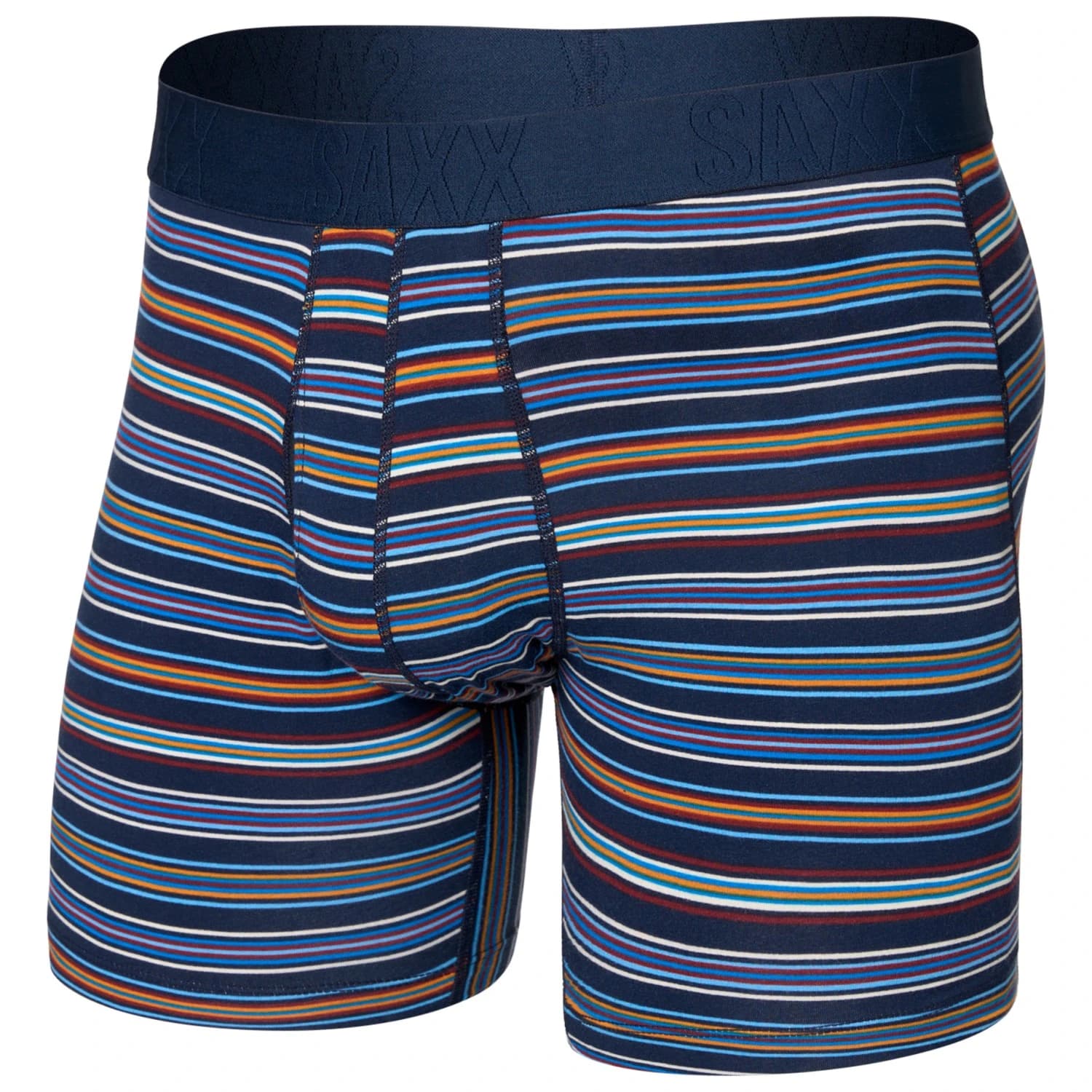 Мъжко синтетично термобельо Saxx Droptemp Cooling Cotton Boxer Brief Fly Everyday base layer - Vivid Stripe / Maritime